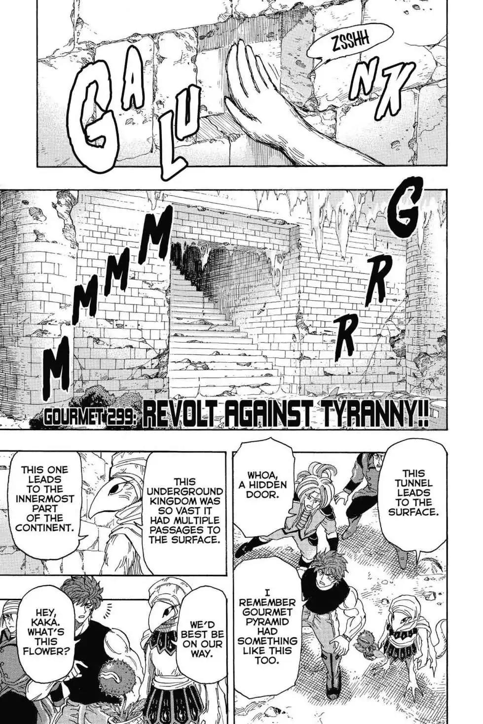 Toriko Chapter 299 page 1 - Chapter 299: Vol.33 Gourmet 299: Revolt Against Tyrany!!