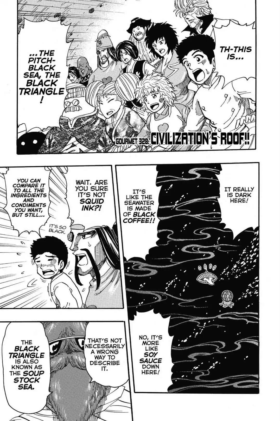 Toriko Chapter 328 page 1 - Chapter 328: Vol.36 Gourmet 328: Civilization Roof!!