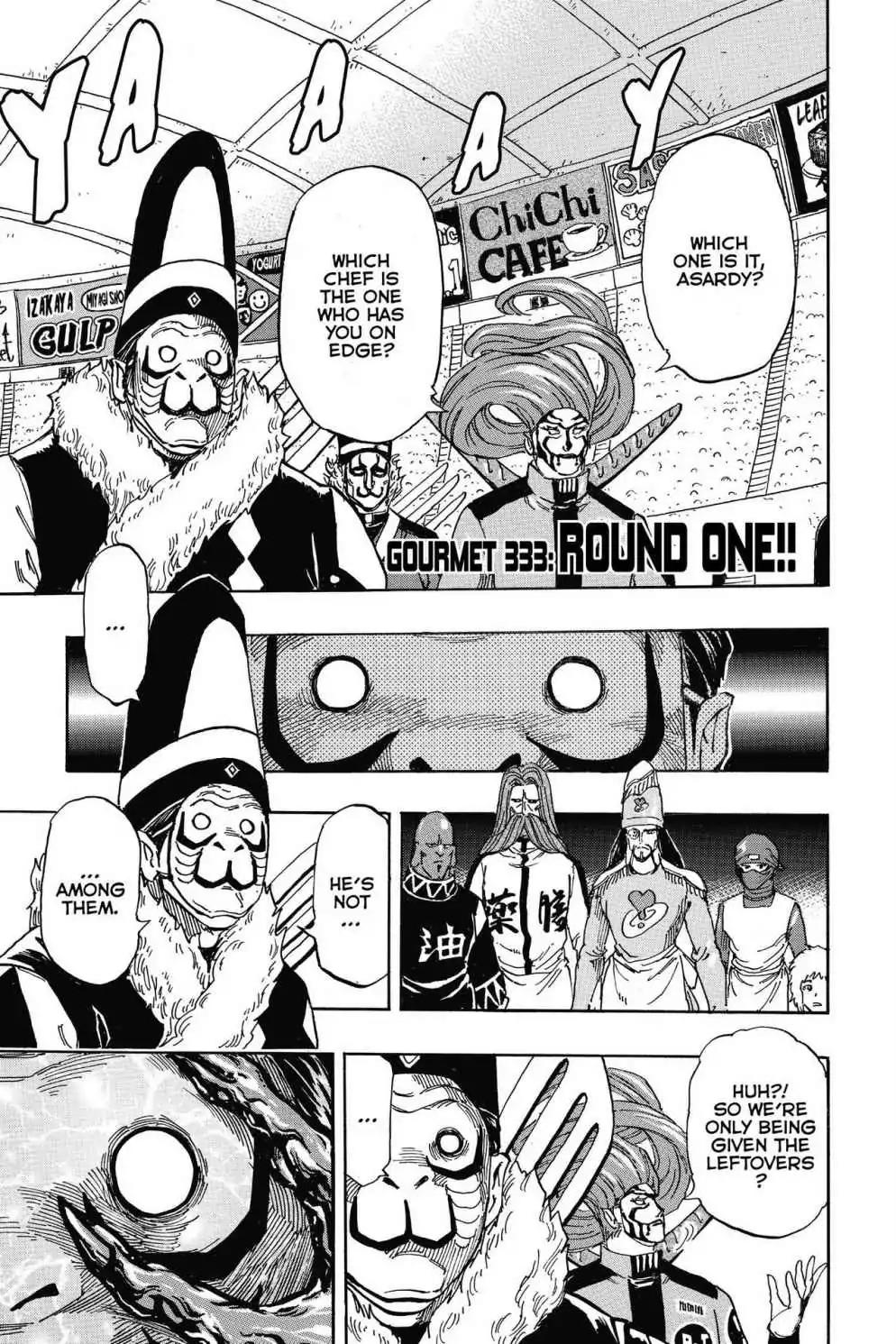 Toriko Chapter 333 page 1 - Chapter 333: Vol.37 Gourmet 333: Round One!!