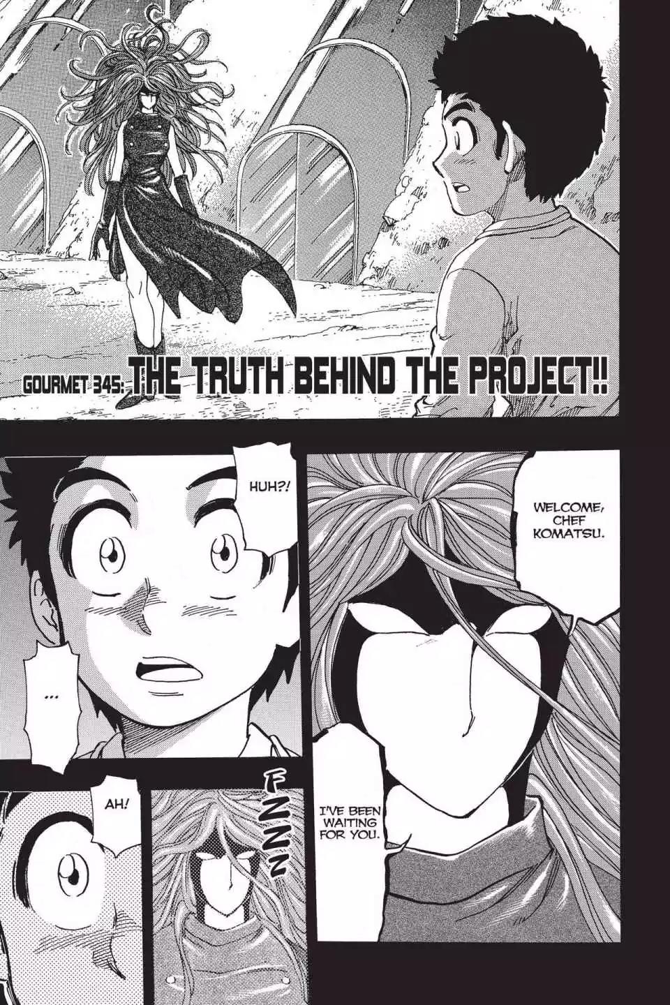 Toriko Chapter 345 page 1 - Chapter 345: Vol.38 Gourmet 345: The Truth Behind the Project!!