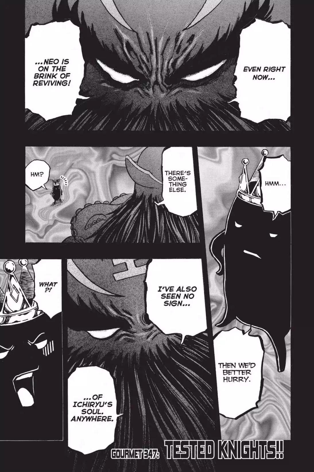Toriko Chapter 347 page 1 - Chapter 347: Vol.38 Gourmet 347: Tested Knights!!