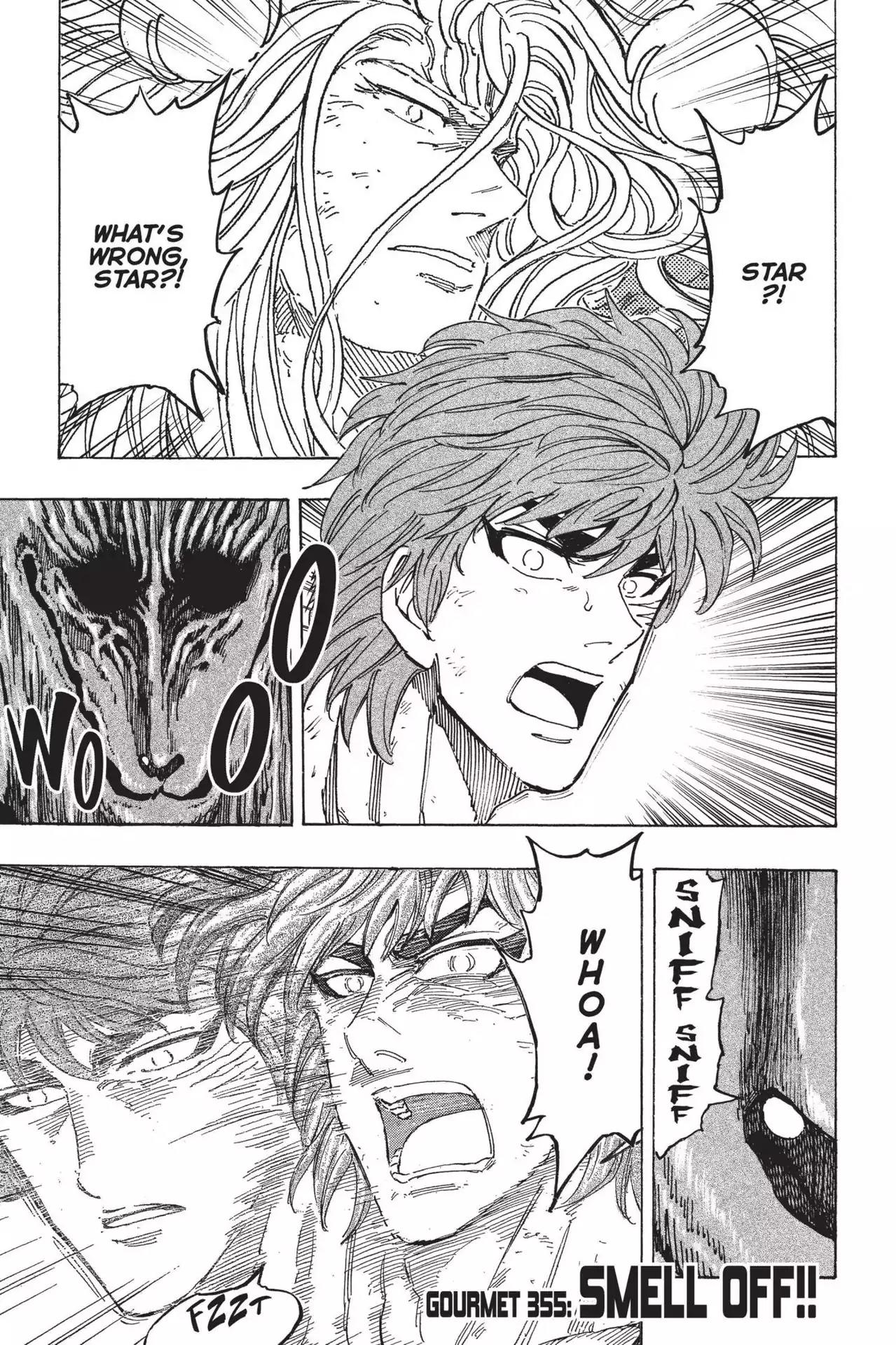 Toriko Chapter 355 page 1 - Chapter 355: Vol.39 Gourmet 355: Smell Off!!