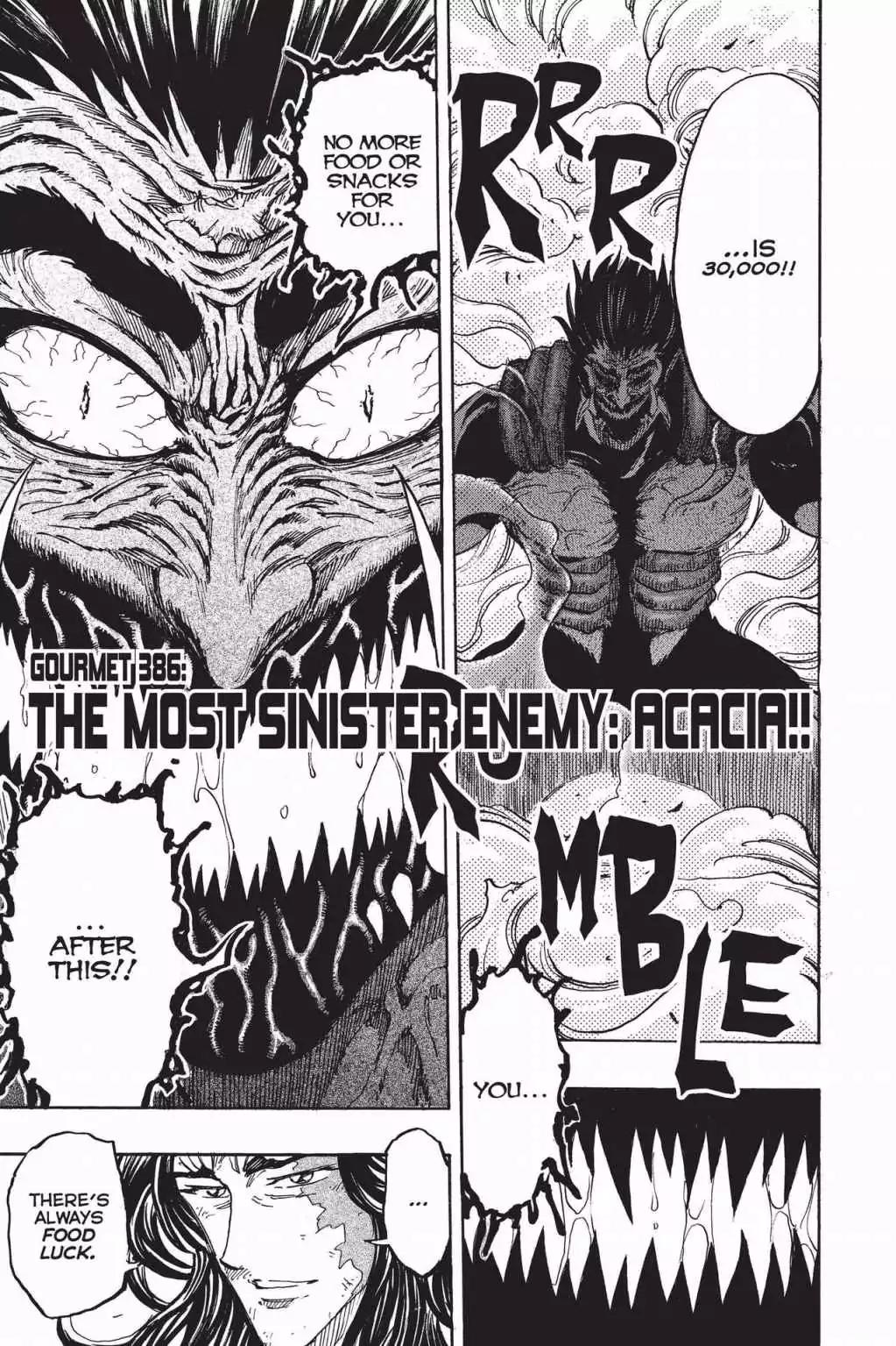 Toriko Chapter 386 page 3 - Chapter 386: Vol.42 Gourmet 386: The Most Sinister Enemy: Acacia!!