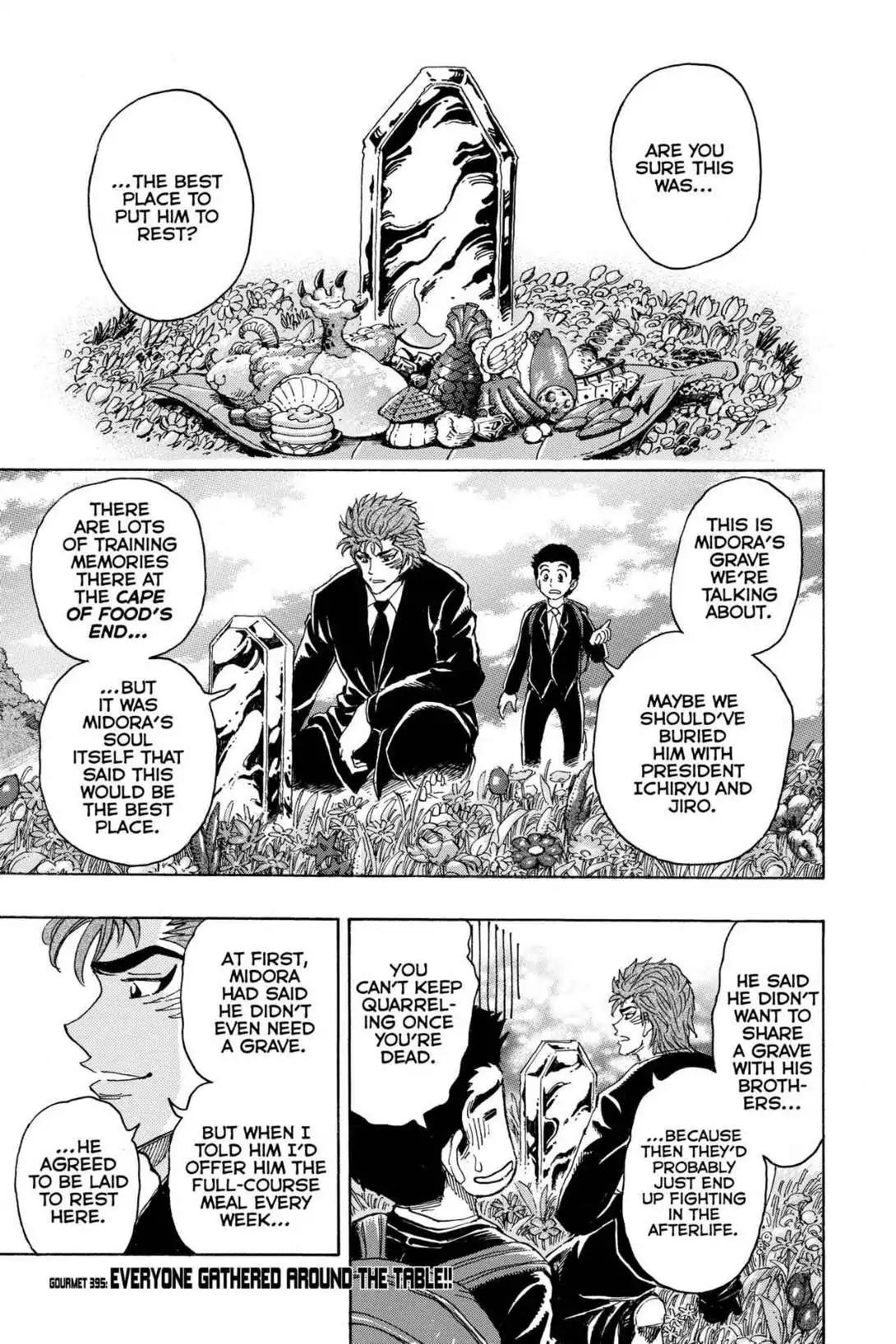 Toriko Chapter 395 page 1 - Chapter 395: Vol.43 Gourmet 395: Everyone Gathered Around the Table!!