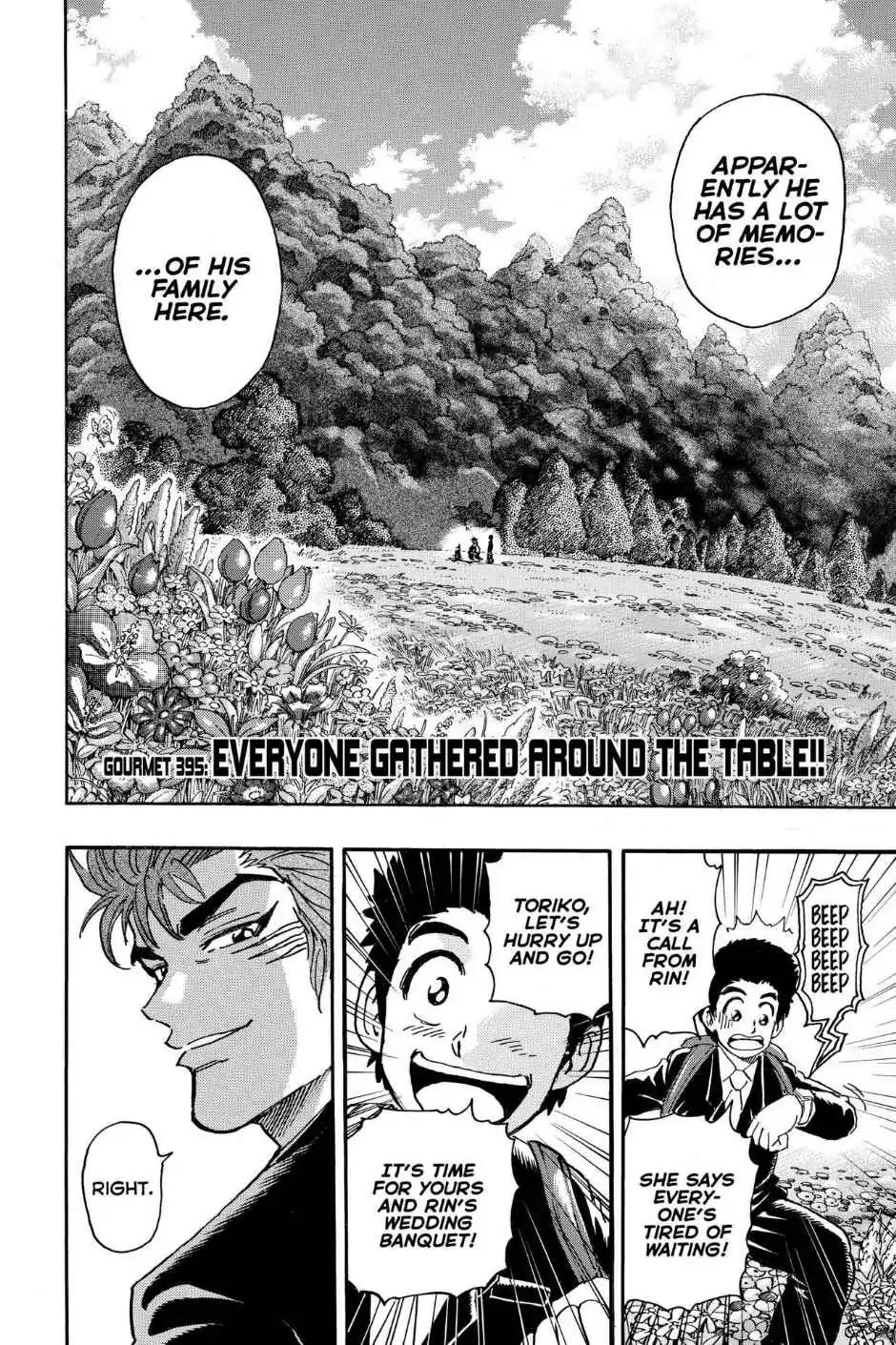 Toriko Chapter 395 page 2 - Chapter 395: Vol.43 Gourmet 395: Everyone Gathered Around the Table!!