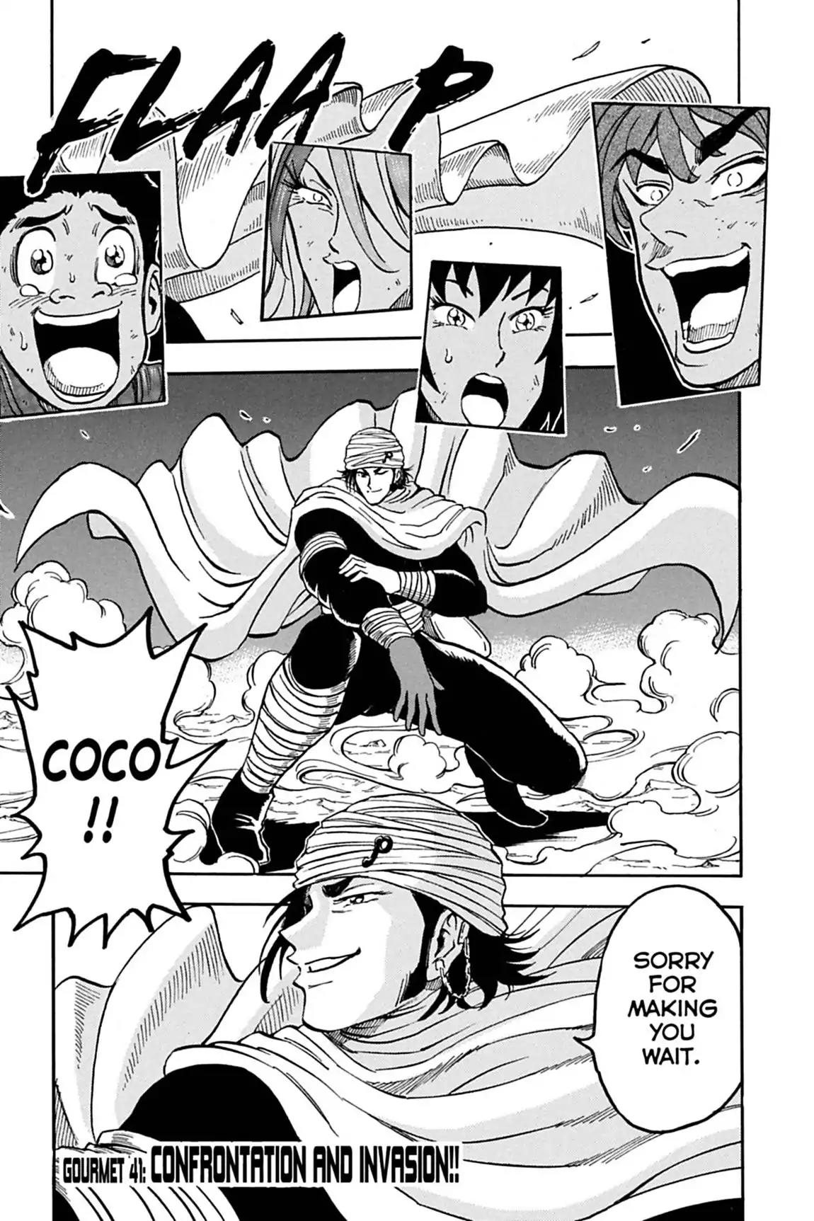 Toriko Chapter 41 page 1 - Chapter 41: Vol.5 Gourmet 41: Confrontation and Invasion!!