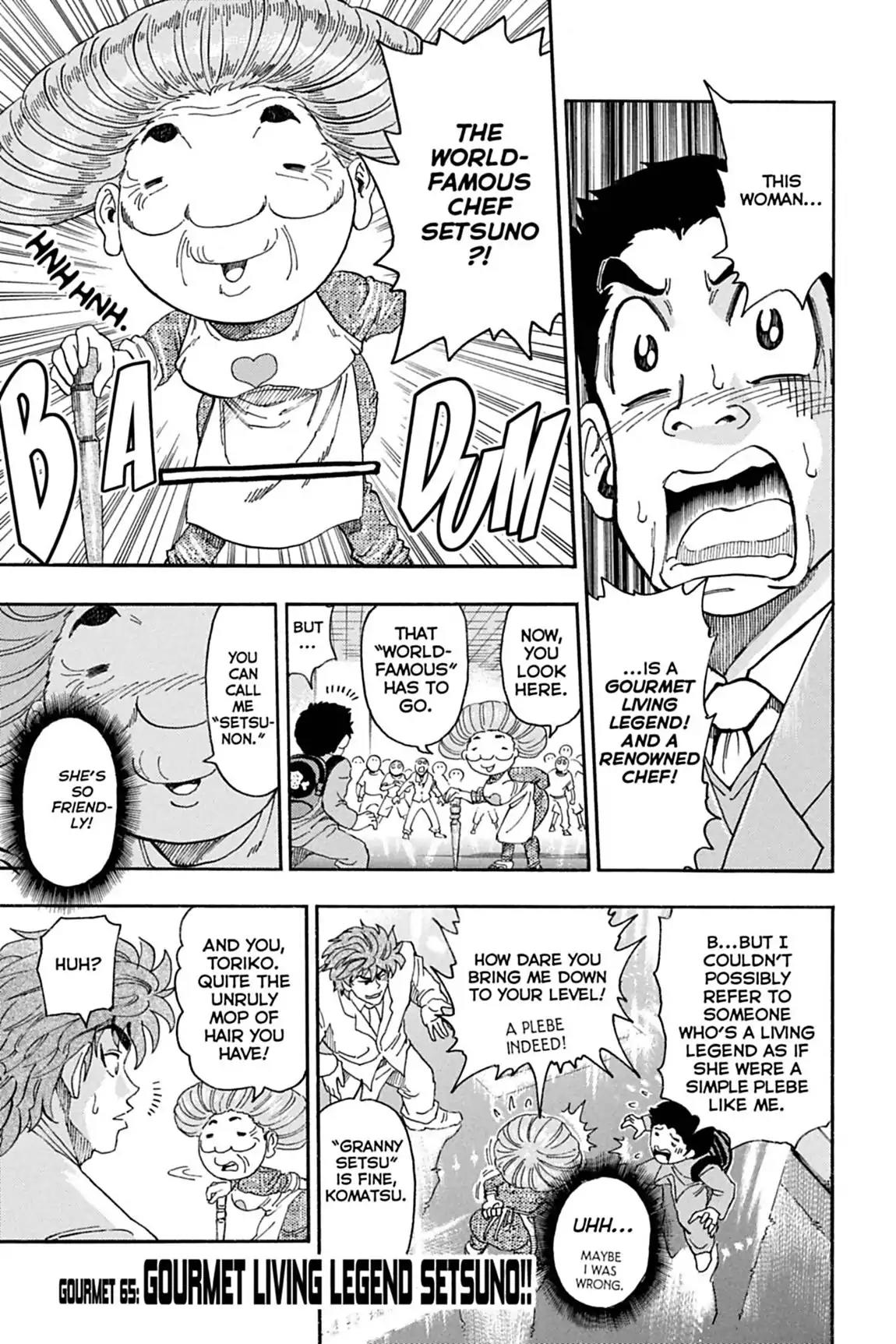 Toriko Chapter 65 page 1 - Chapter 65: Vol.8 Gourmet 65: Gourmet Living Legend Setsuno!!
