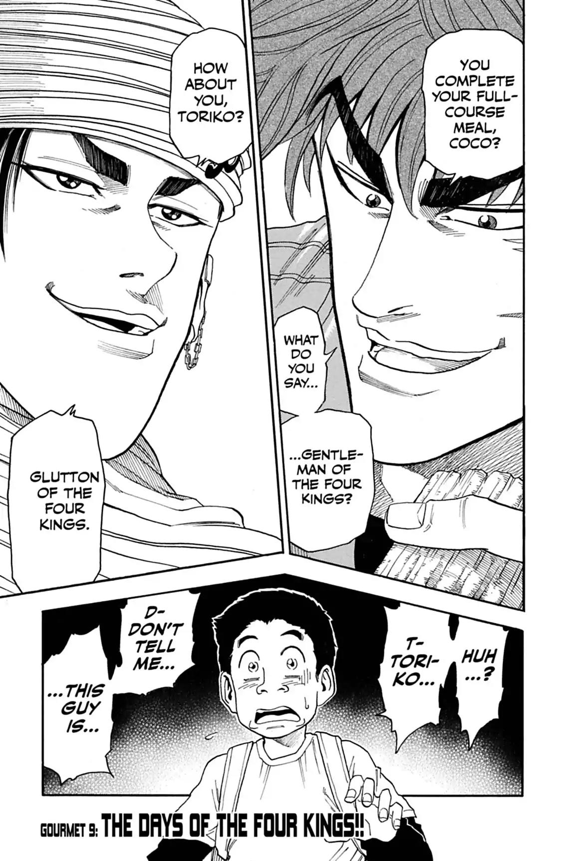 Toriko Chapter 9 page 1 - Chapter 9: Vol.2 Gourmet 9: The Days of the Four Kings!!