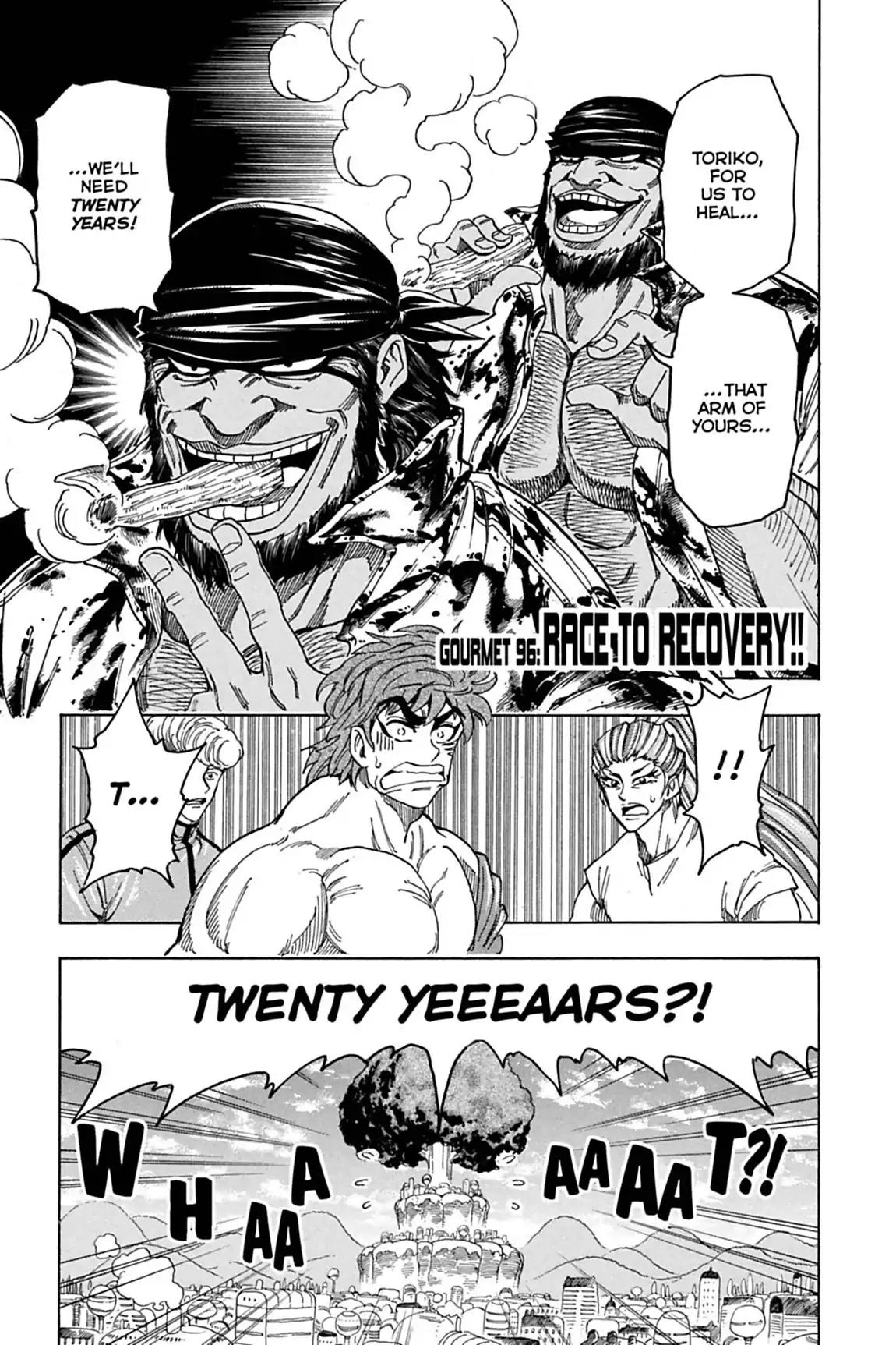 Toriko Chapter 96 page 1 - Chapter 96: Vol.11 Gourmet 96: Race to Recovery!!