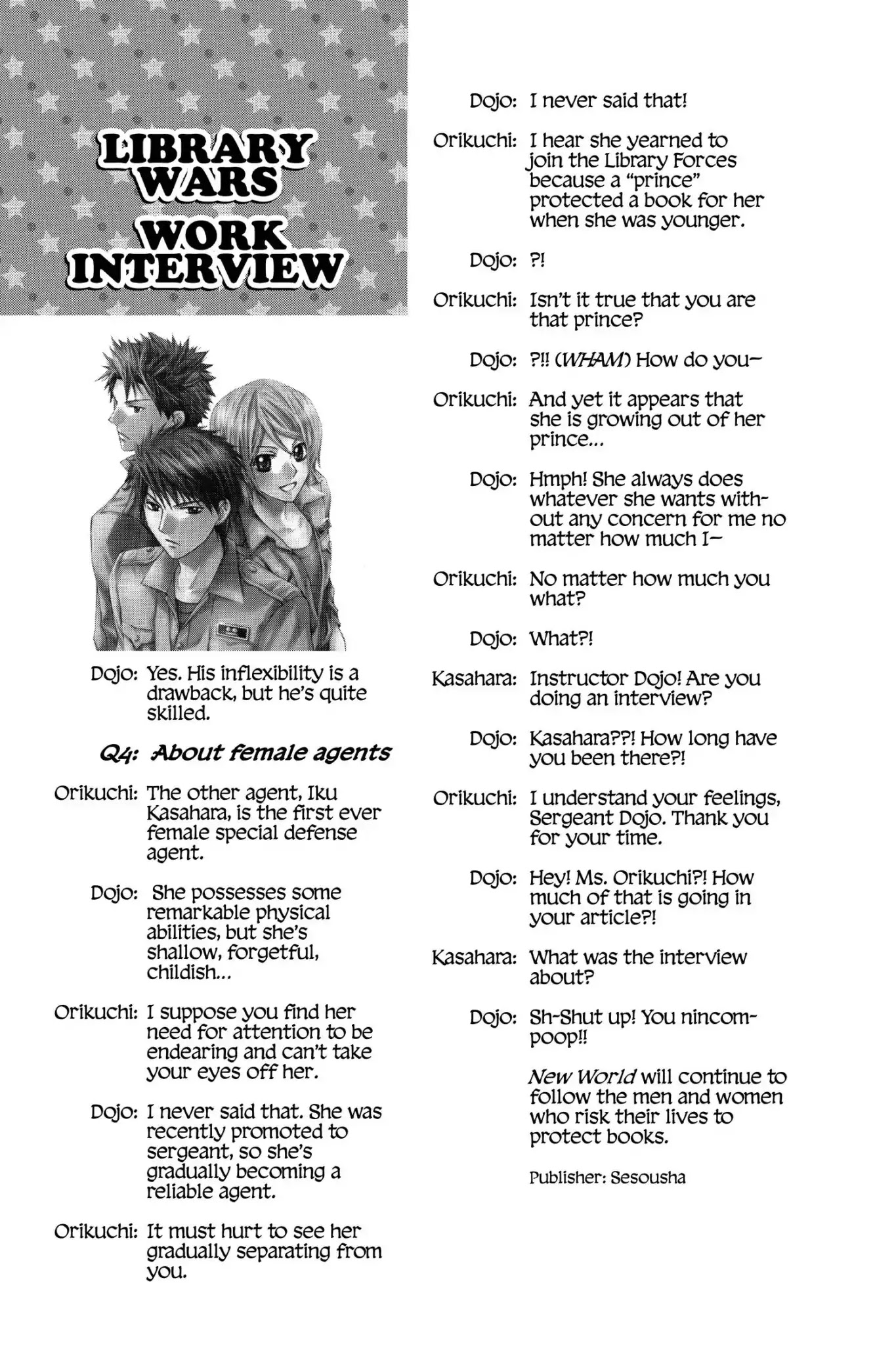 Toshokan Sensou: Love & War Chapter 53.7 page 3 - Vol.11 Work Interview