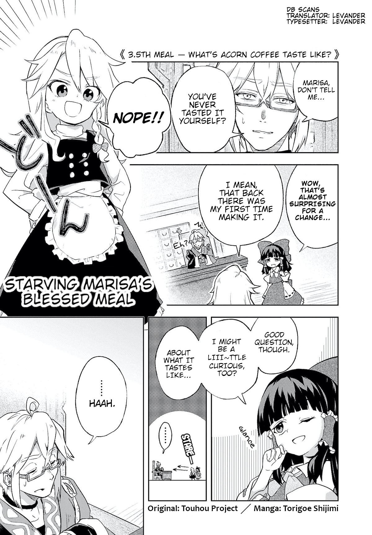 Touhou ~ Starving Marisa's Blessed Meal Chapter 3.5 page 1 - Chapter 3.5: What's Acorn Coffee Taste Like?