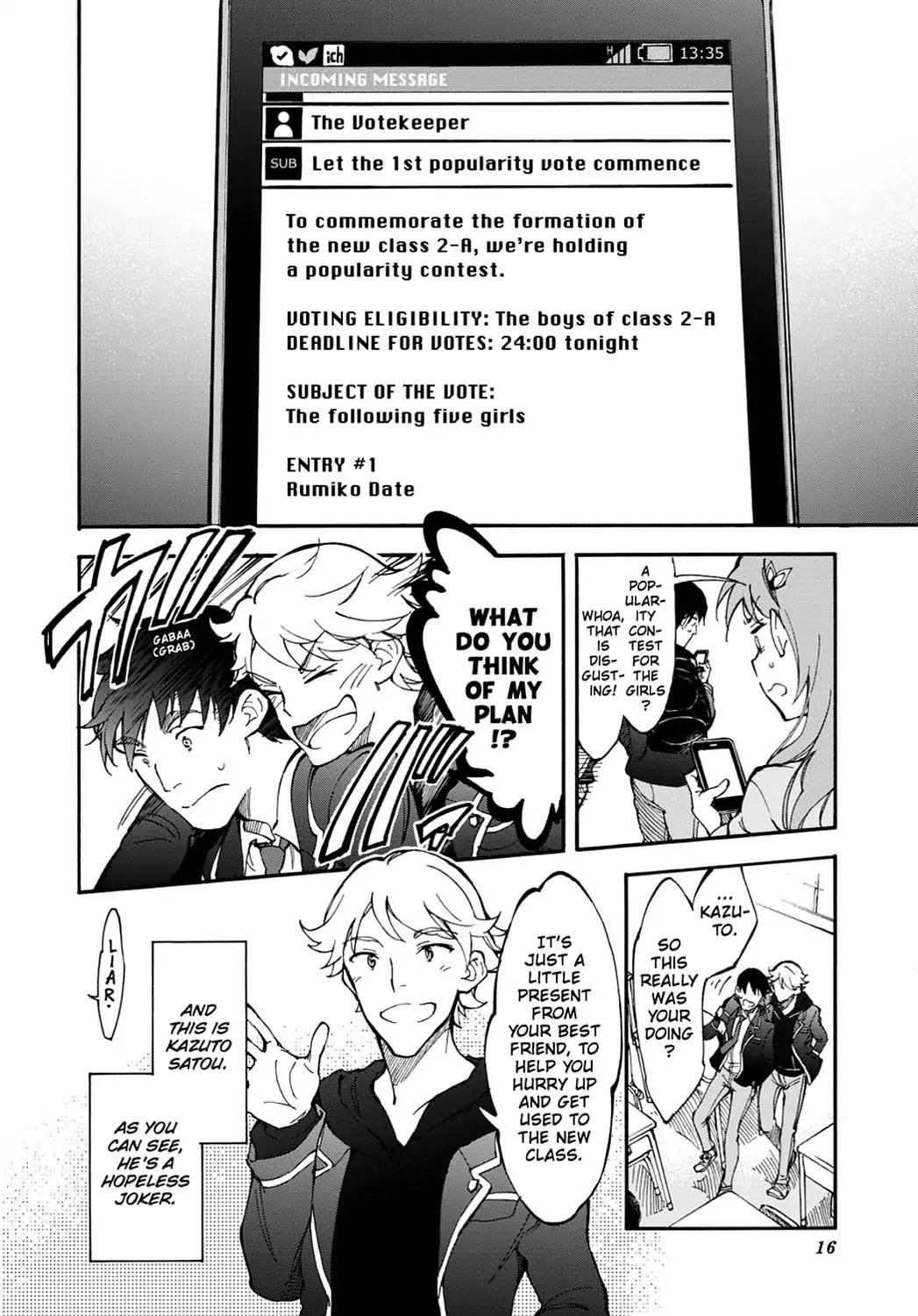 Touhyou Game - Anata ni Kuroki Ippyou o Chapter 1 page 16 - Chapter 1