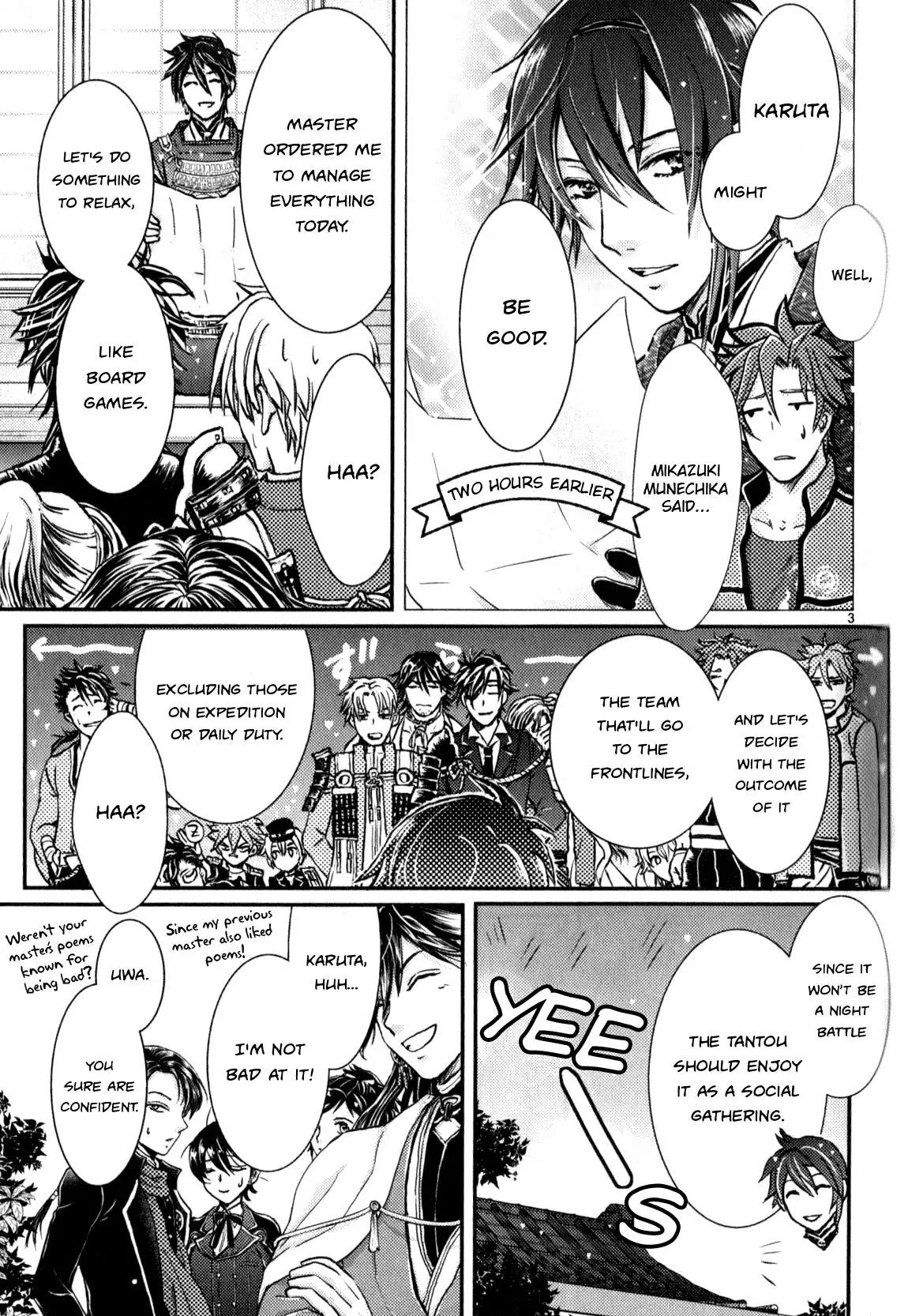 Touken Ranbu Anthology ~ Hibana Mae, Touken Danshi ~ Chapter 10 page 3 - Chapter 10: They Don't Get Along At All / Narushima Yuri