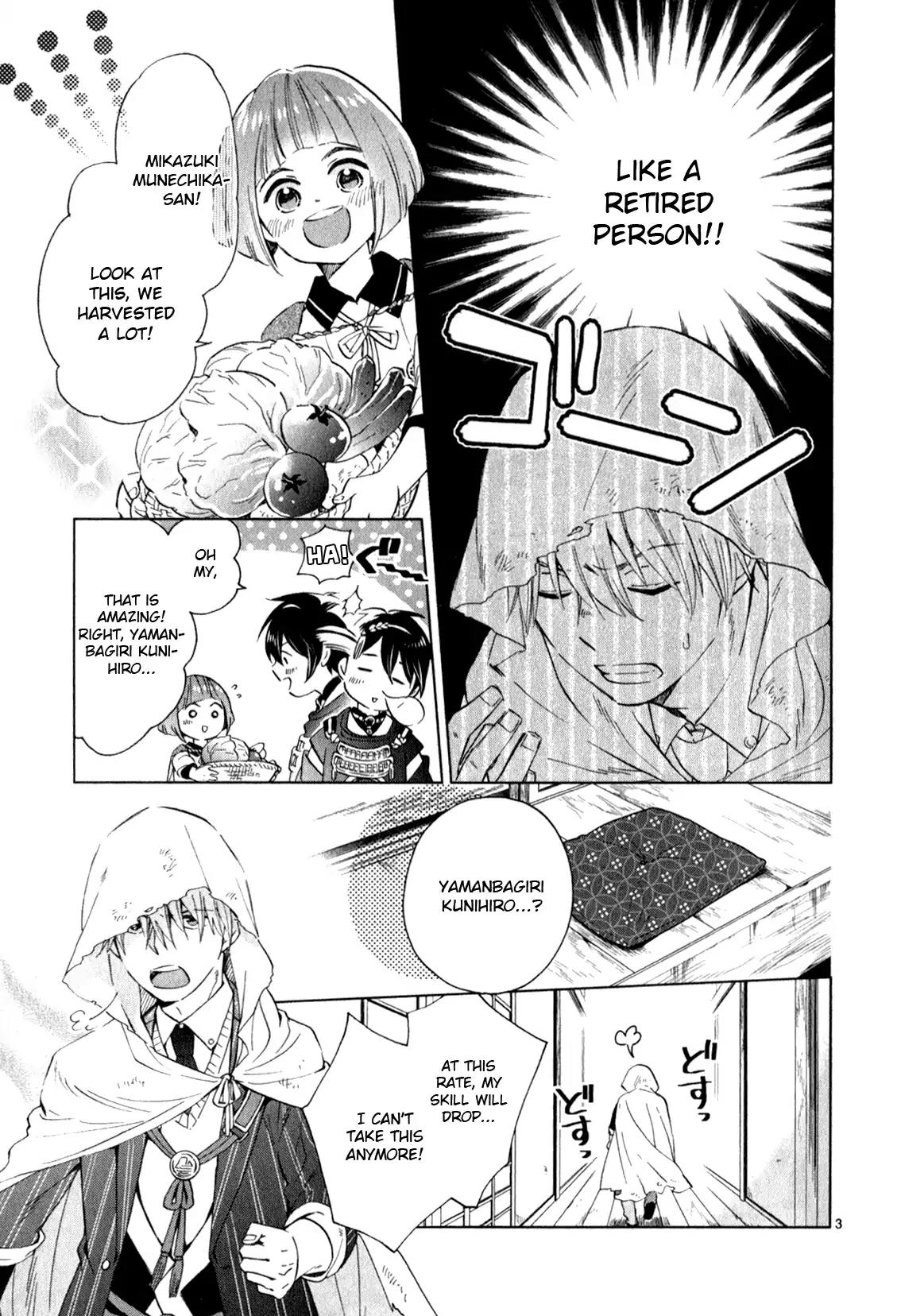 Touken Ranbu Anthology ~ Hibana Mae, Touken Danshi ~ Chapter 12 page 3 - Chapter 12: The Second Life as a Blade / Mitsu Nanae