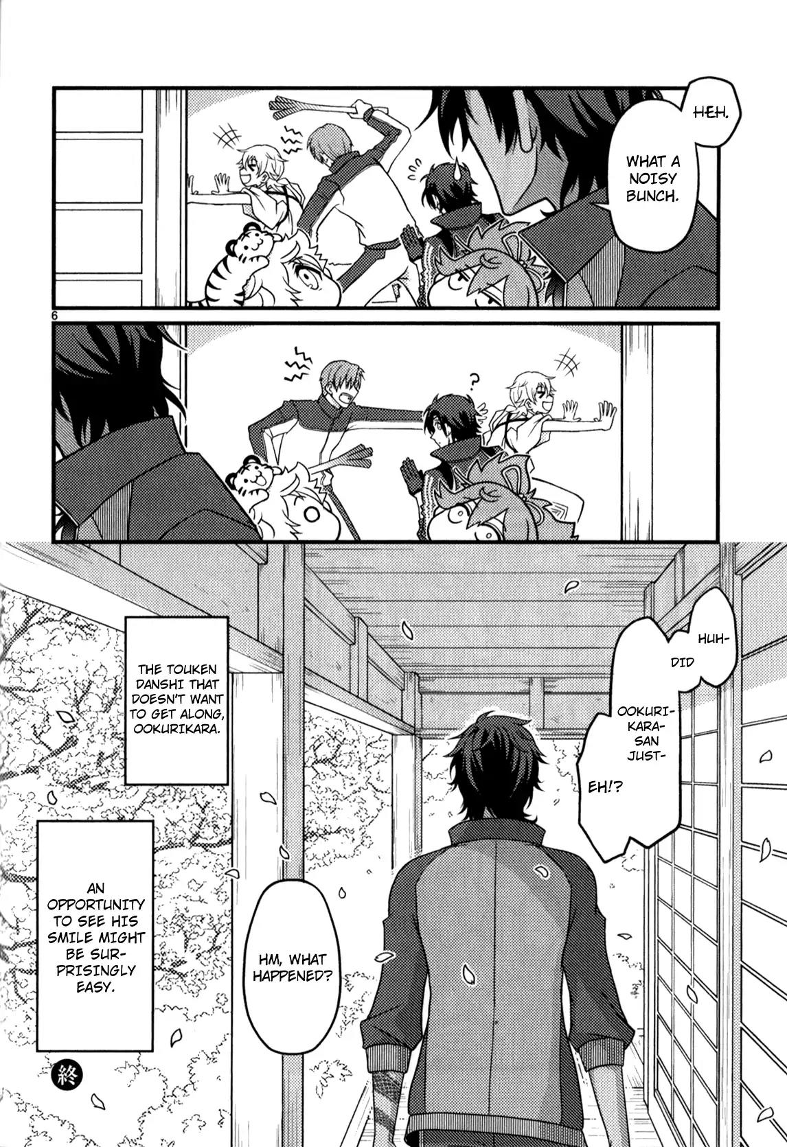 Touken Ranbu Anthology ~ Hibana Mae, Touken Danshi ~ Chapter 18 page 6 - Chapter 18: Because I want to See Your Smile / Kumaya Rou