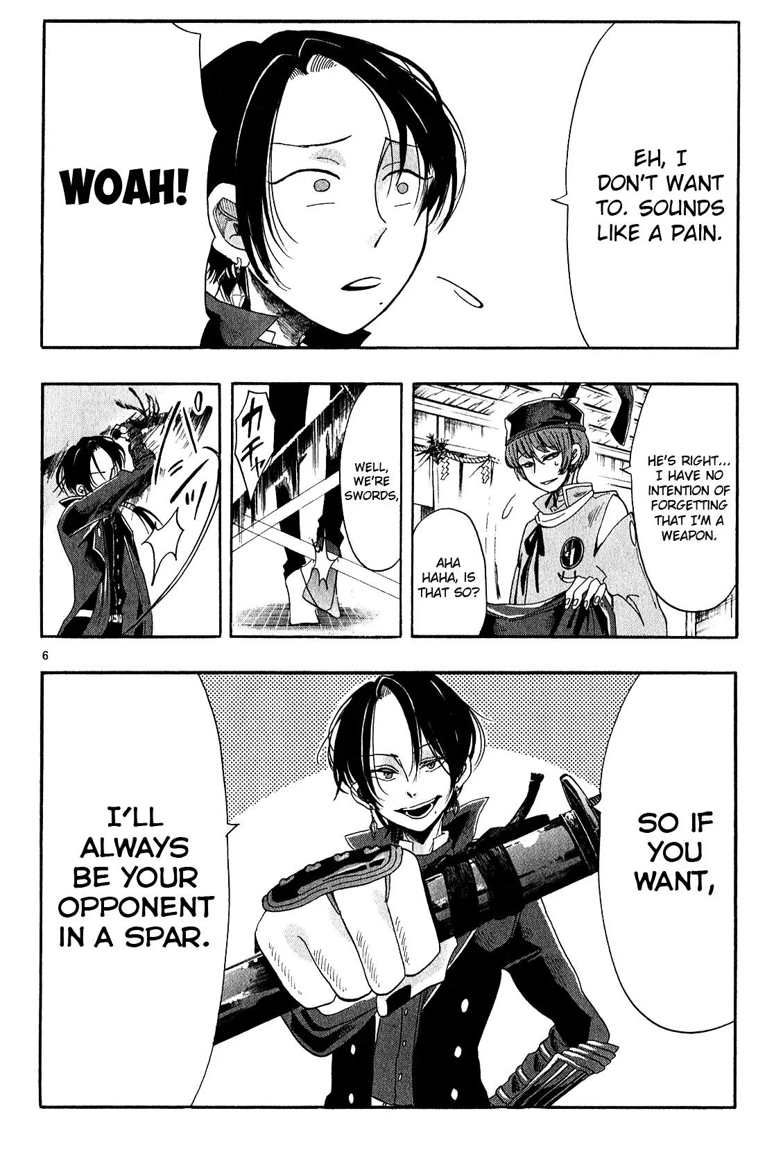 Touken Ranbu Anthology ~ Hibana Mae, Touken Danshi ~ Chapter 6 page 6 - Chapter 6: Mikazuki Knows About It (by Takagi Yuuna)