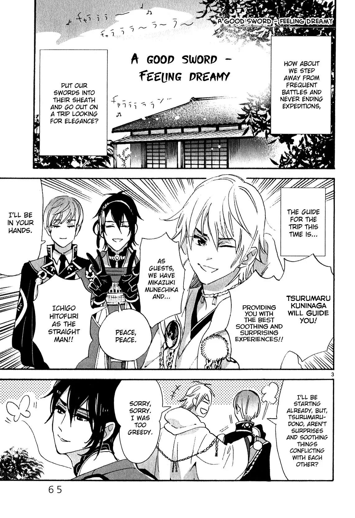 Touken Ranbu Anthology ~ Hibana Mae, Touken Danshi ~ Chapter 7 page 3 - Chapter 7: A Nice Citadel - Feeling Dreamy (by Nagata Ayumi)