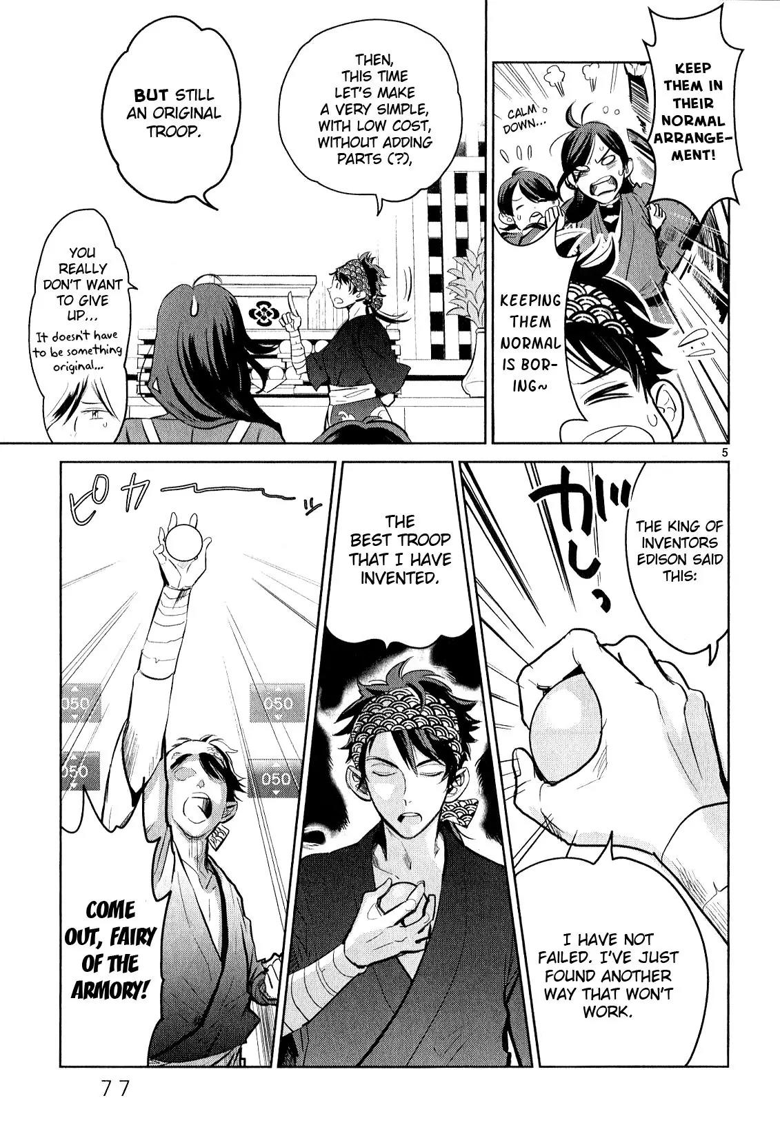 Touken Ranbu Anthology ~ Hibana Mae, Touken Danshi ~ Chapter 8 page 5 - Chapter 8: Making Troops and Playing Around with Mucchan (by Muraoka Megumi)