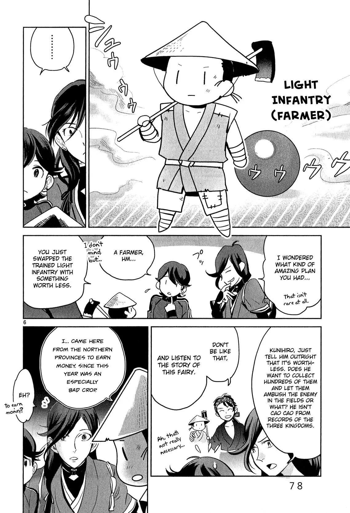 Touken Ranbu Anthology ~ Hibana Mae, Touken Danshi ~ Chapter 8 page 6 - Chapter 8: Making Troops and Playing Around with Mucchan (by Muraoka Megumi)