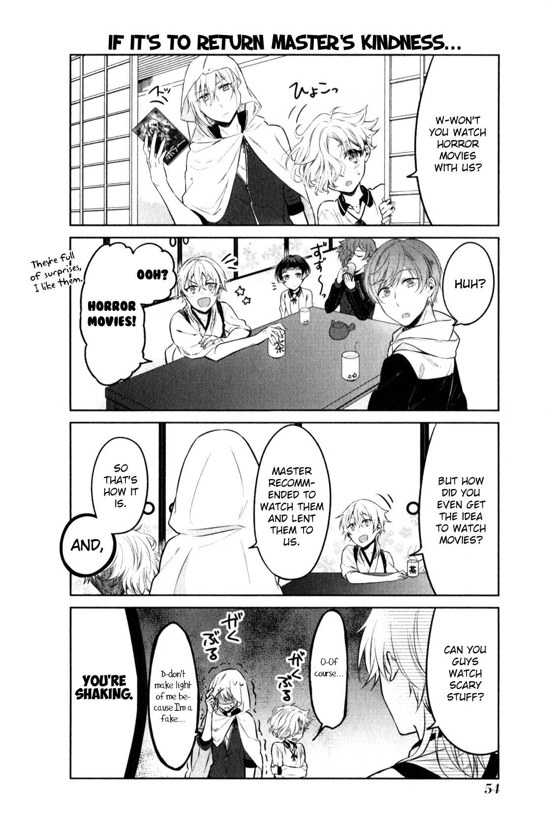 Touken Ranbu Anthology ~ SQEX Formation ~ Chapter 5 page 2 - Chapter 5: Touken Danshi and Horror Movies and (by Takamatsu Tsubasa)
