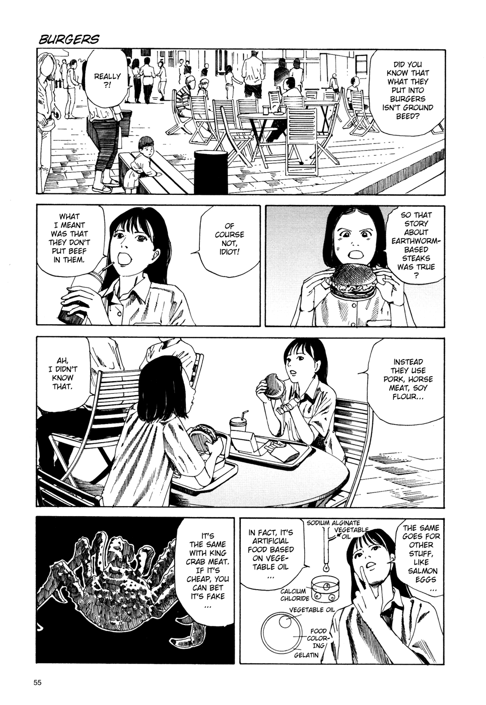 Toukou Tochuu no Deaigashira no Guuzen Kiss wa Ariuru? Jikken Chapter 28 page 1 - Chapter 28: Burgers