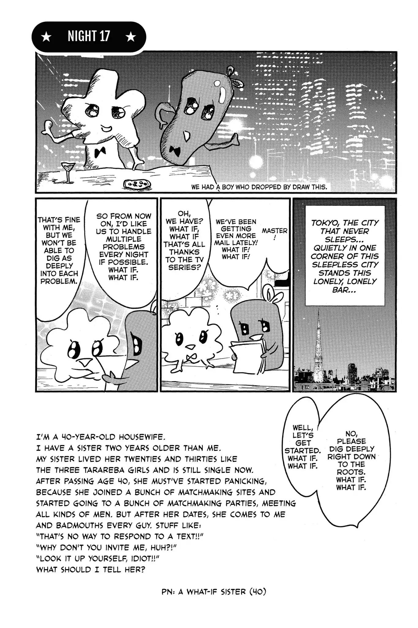 Toukyou Tarareba Musume Chapter 29.5 page 1 - Chapter 29.5: Side Story: Tarare-Bar (Night 17)