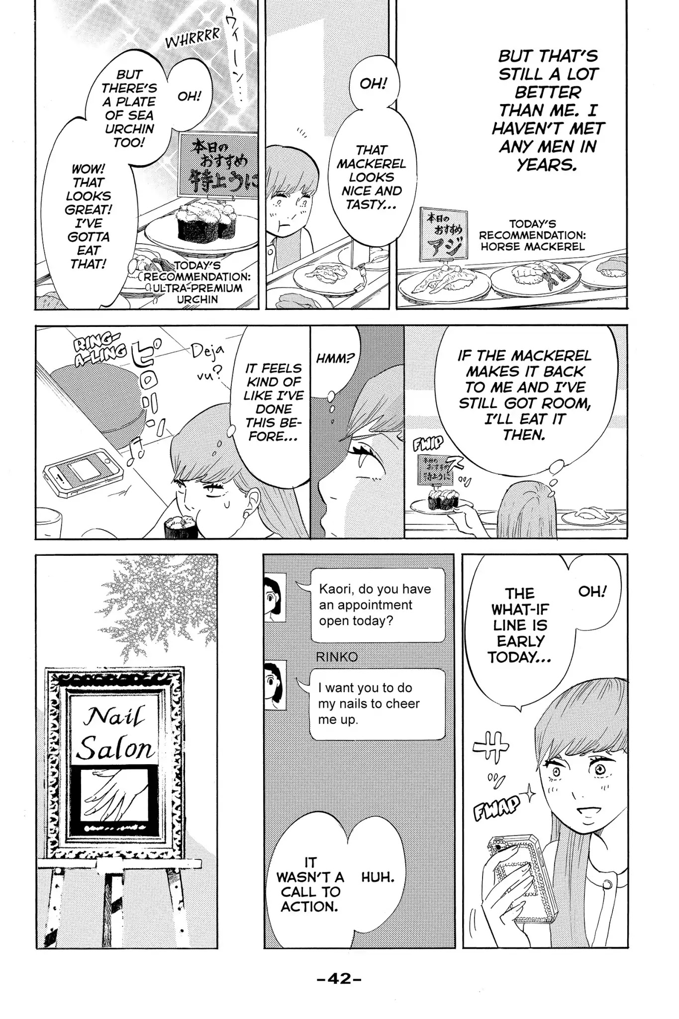 Toukyou Tarareba Musume Chapter 6 page 4 - Chapter 6: Act 6: Conveyor - Belt Sushi Woman