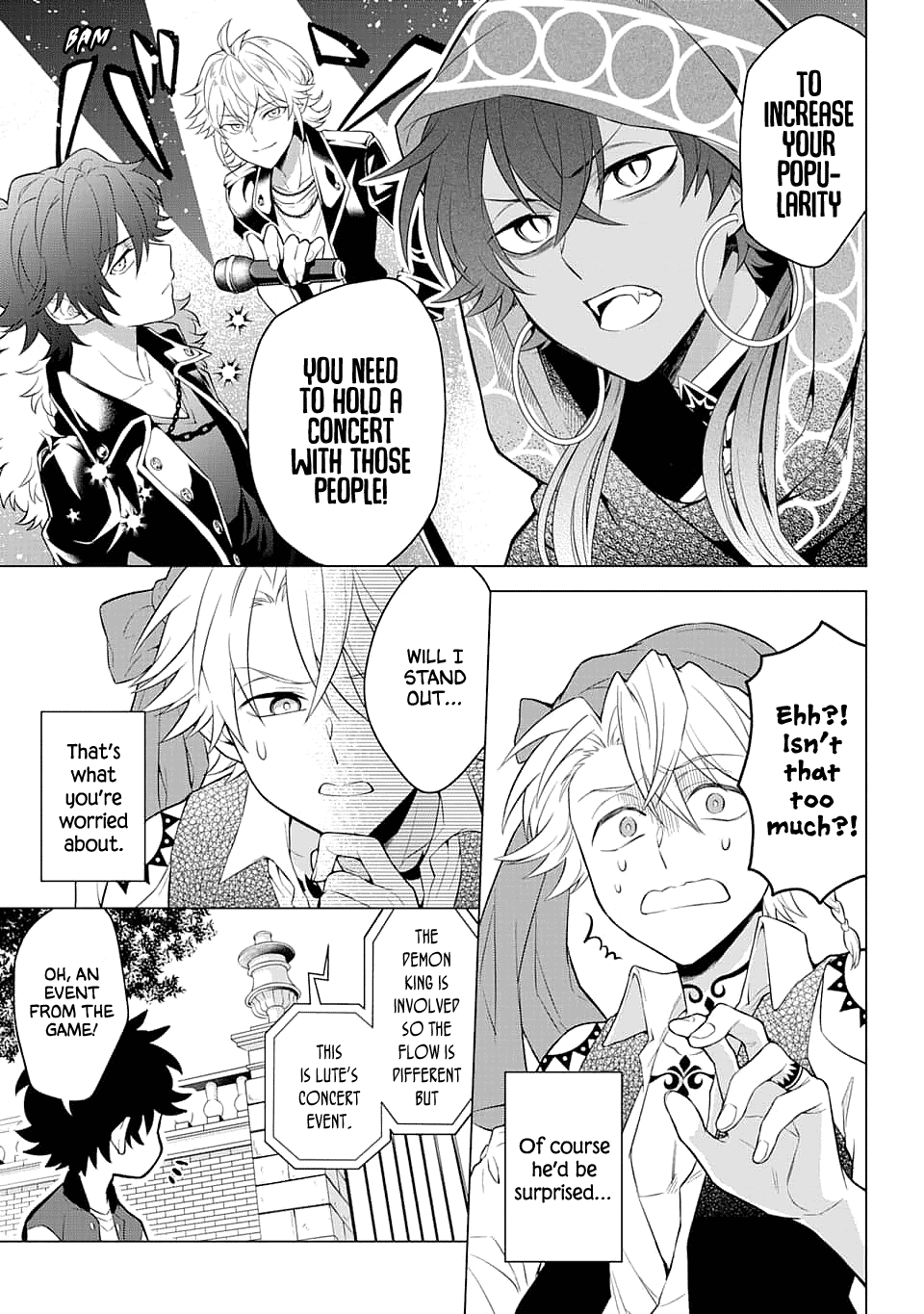 Transferred to another world, but I'm saving the world of an Otome game!? Chapter 13 page 11 - Chapter 13: The Minstrel and Me?!