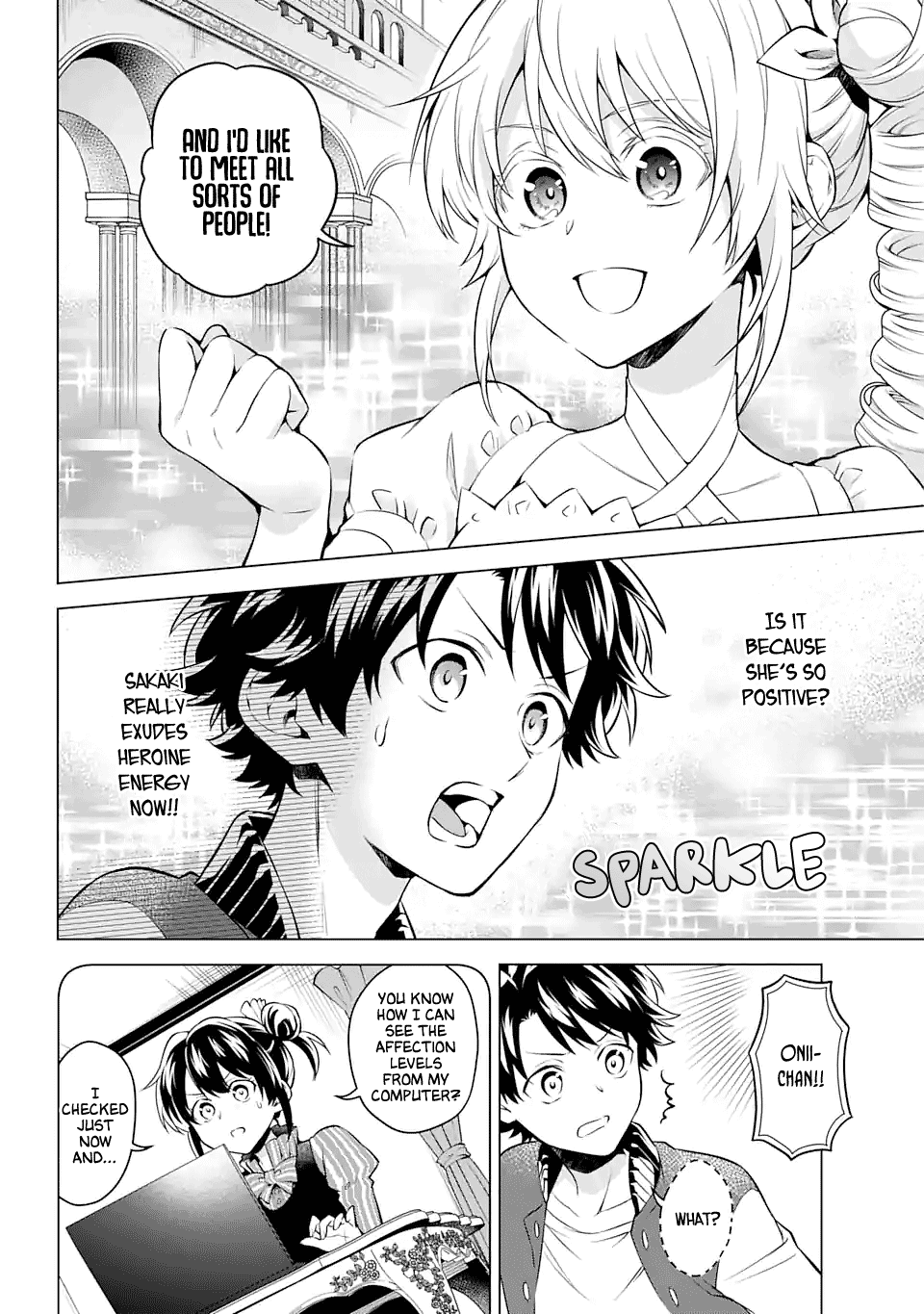 Transferred to another world, but I'm saving the world of an Otome game!? Chapter 23 page 22 - Chapter 23: The title of heroine and me?!