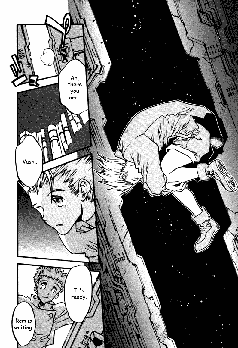 Trigun MAXIMUM Chapter 39 page 14 - Chapter 39: Seeds Voyaging to the Stars, a World Inside a Pod