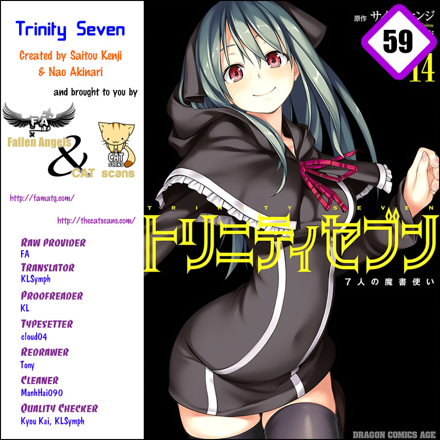 Trinity Seven: 7-Nin no Mahoutsukai Chapter 59 page 1 - Chapter 59: Lady Champions and Fireworks