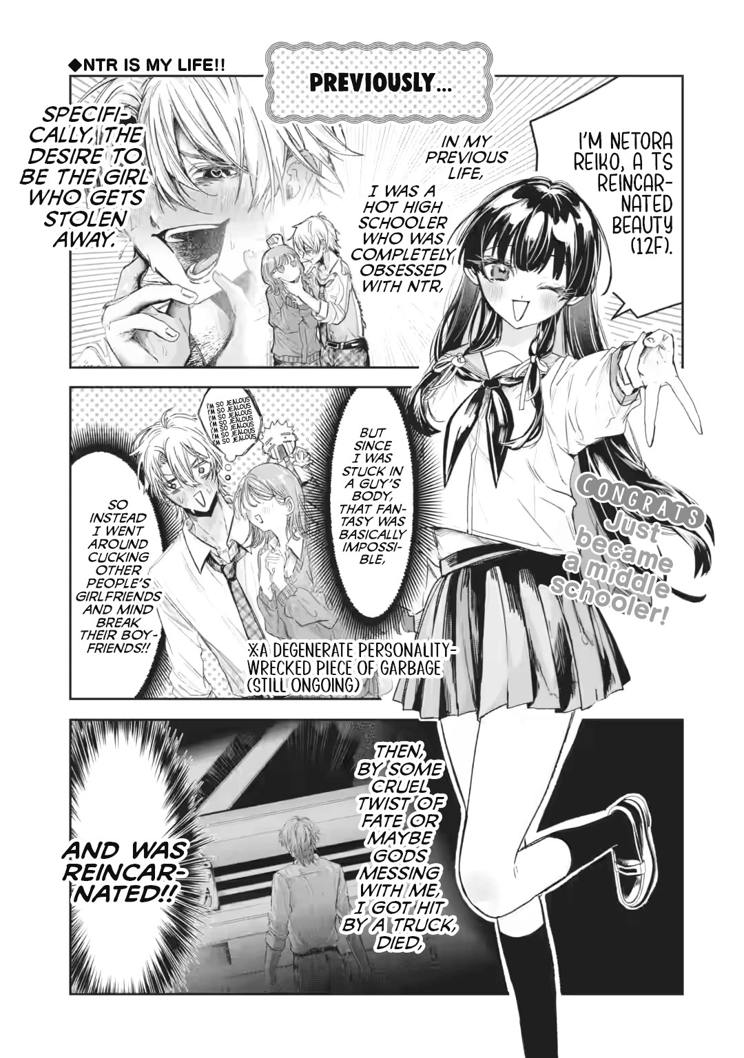 TS Reincarnated Beauty Netora Reiko Wants to Be NTR’d Chapter 2 page 1 - Chapter 2: The Growing List of Victims