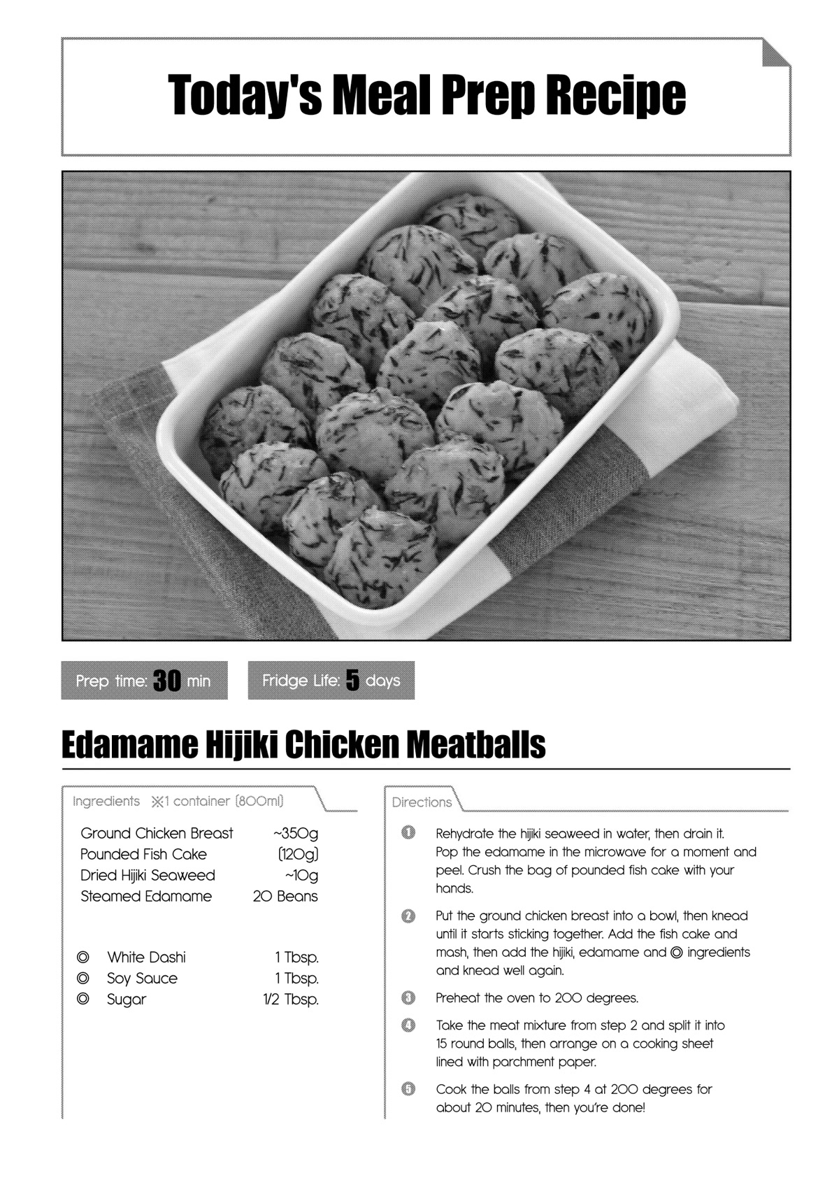Tsukuoki Life: Weekend Meal Prep Recipes! Chapter 10 page 19 - Chapter 10: Cooking Without Flame ♪ Mild Edamame Hijiki Chicken Meatballs and Umashio Bell Peppers