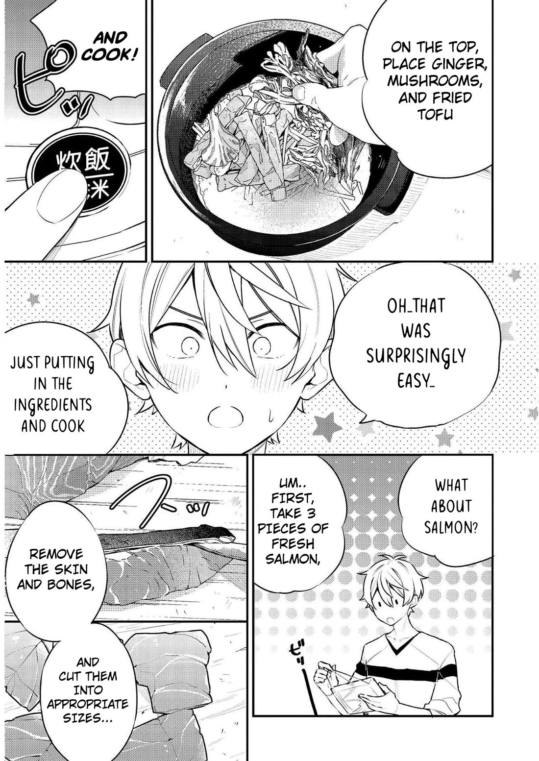 Tsukuoki Life: Weekend Meal Prep Recipes! Chapter 17 page 7 - Chapter 17: The First Day Of Work Is Gentle On The Stomach!? Salmon And Onion Stir-Fry With Mushroom And Ginger Mixed Rice