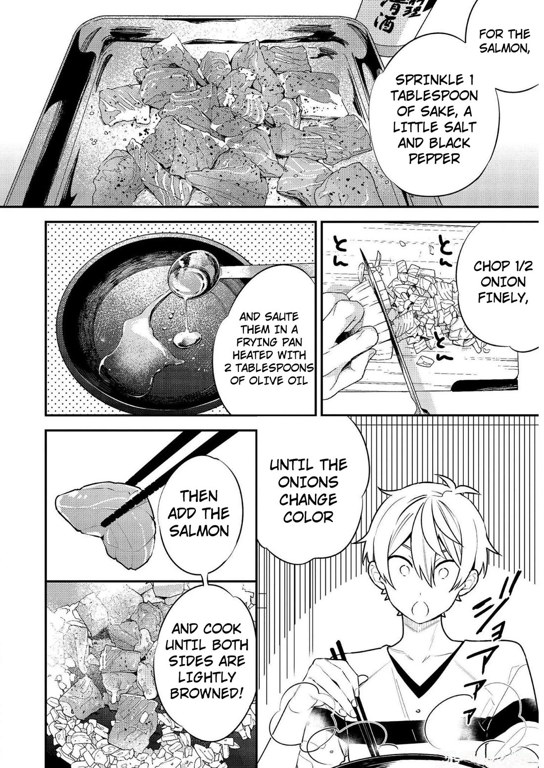 Tsukuoki Life: Weekend Meal Prep Recipes! Chapter 17 page 8 - Chapter 17: The First Day Of Work Is Gentle On The Stomach!? Salmon And Onion Stir-Fry With Mushroom And Ginger Mixed Rice
