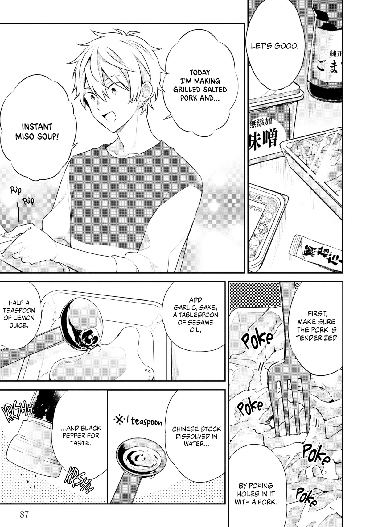 Tsukuoki Life: Weekend Meal Prep Recipes! Chapter 5 page 6 - Chapter 5: There’s XX at home?! Salty Soy Sauce Fried Pork And Homemade Instant Miso Soup