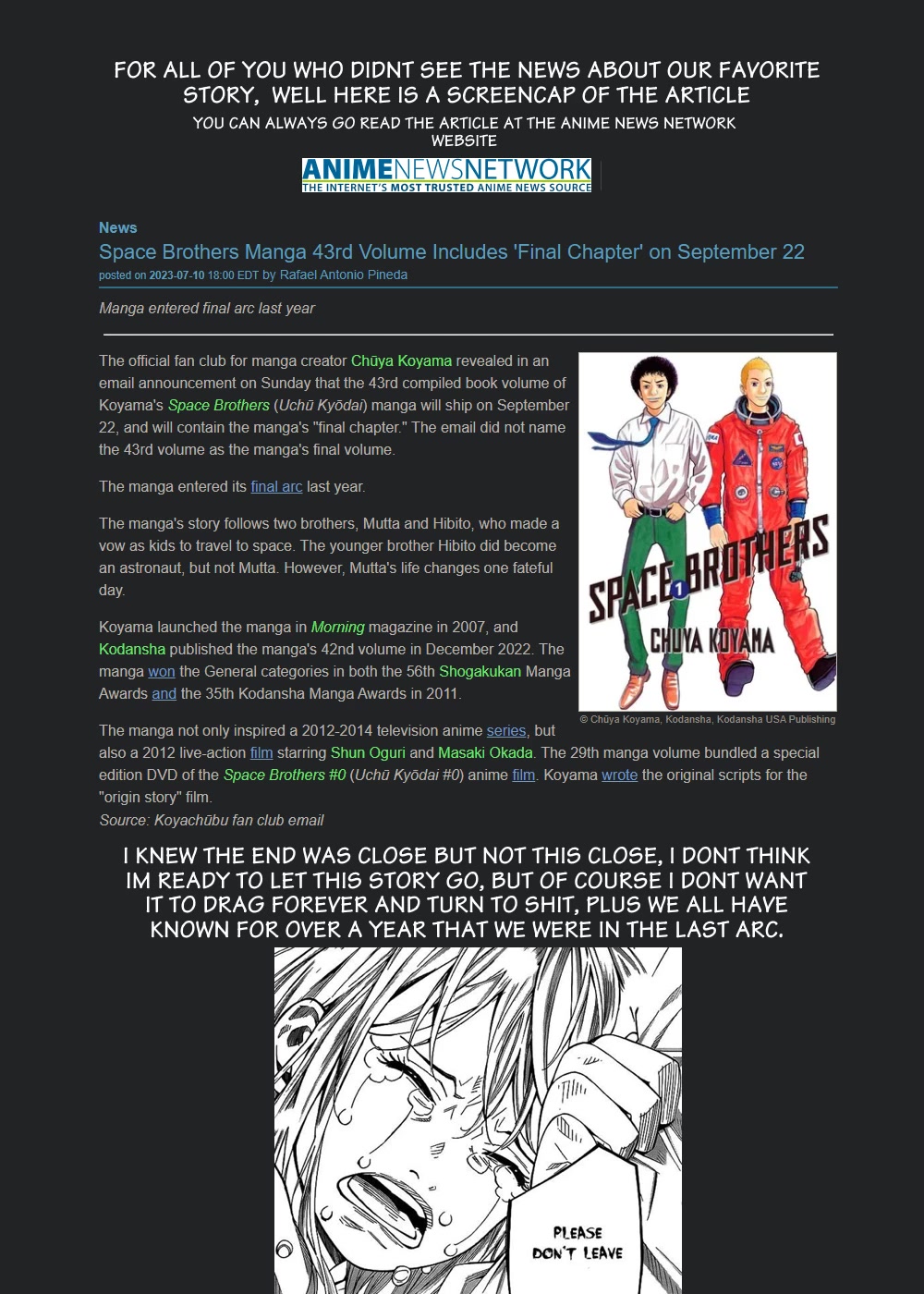 Uchuu Kyoudai Chapter 402 page 2 - Chapter 402: Farewell Greeting