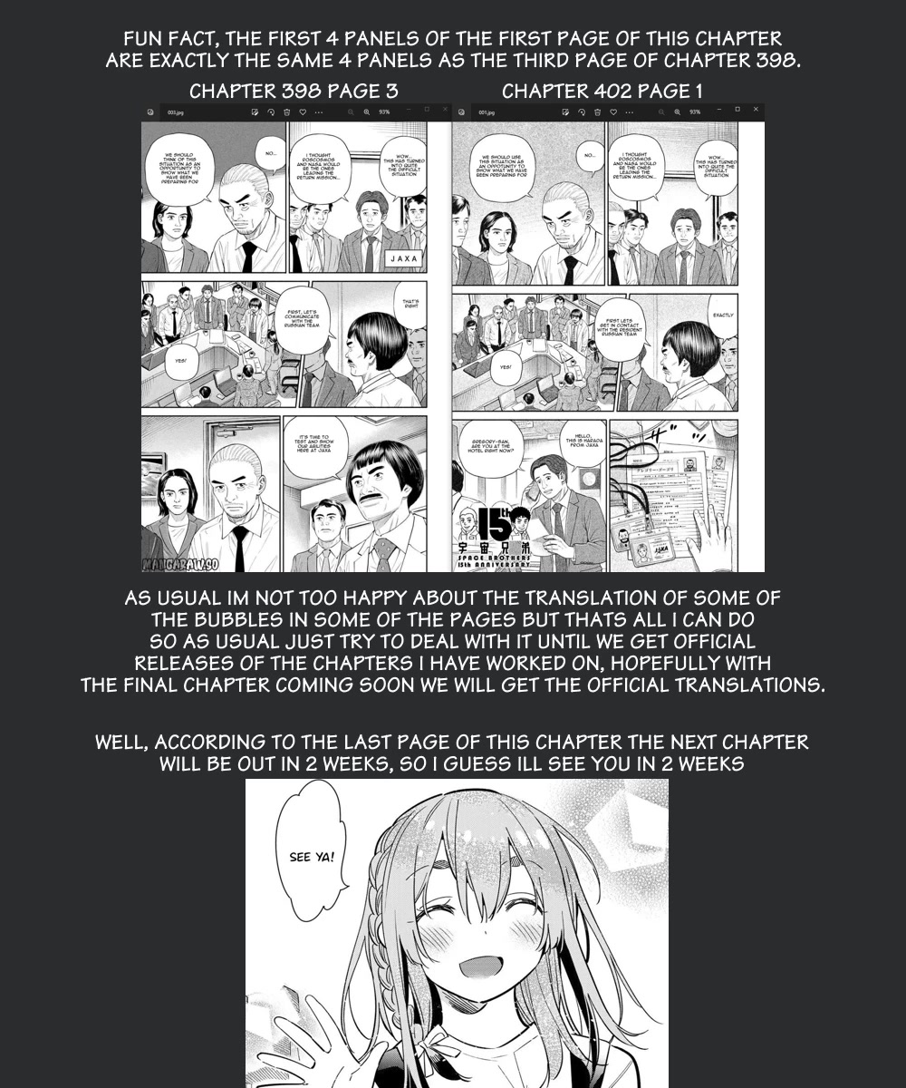 Uchuu Kyoudai Chapter 402 page 23 - Chapter 402: Farewell Greeting