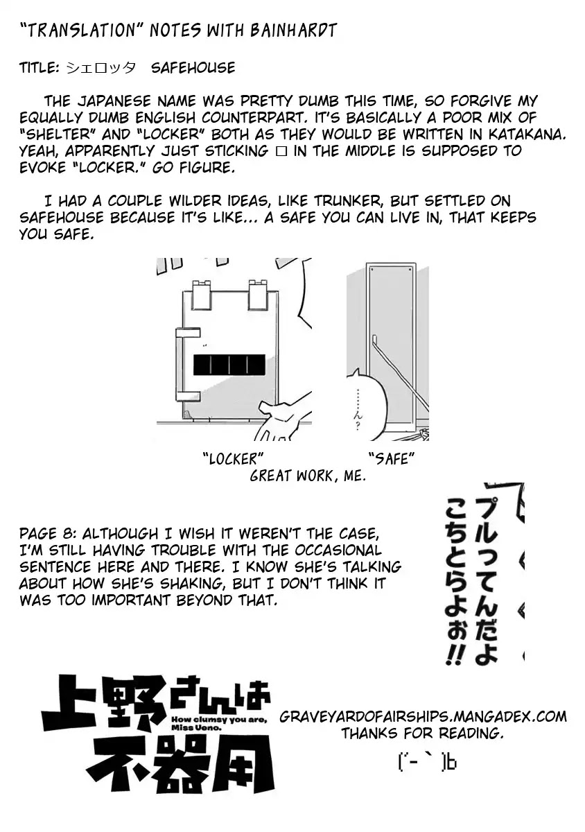 Ueno-san wa Bukiyou Chapter 48 page 13 - Chapter 48: Safehouse