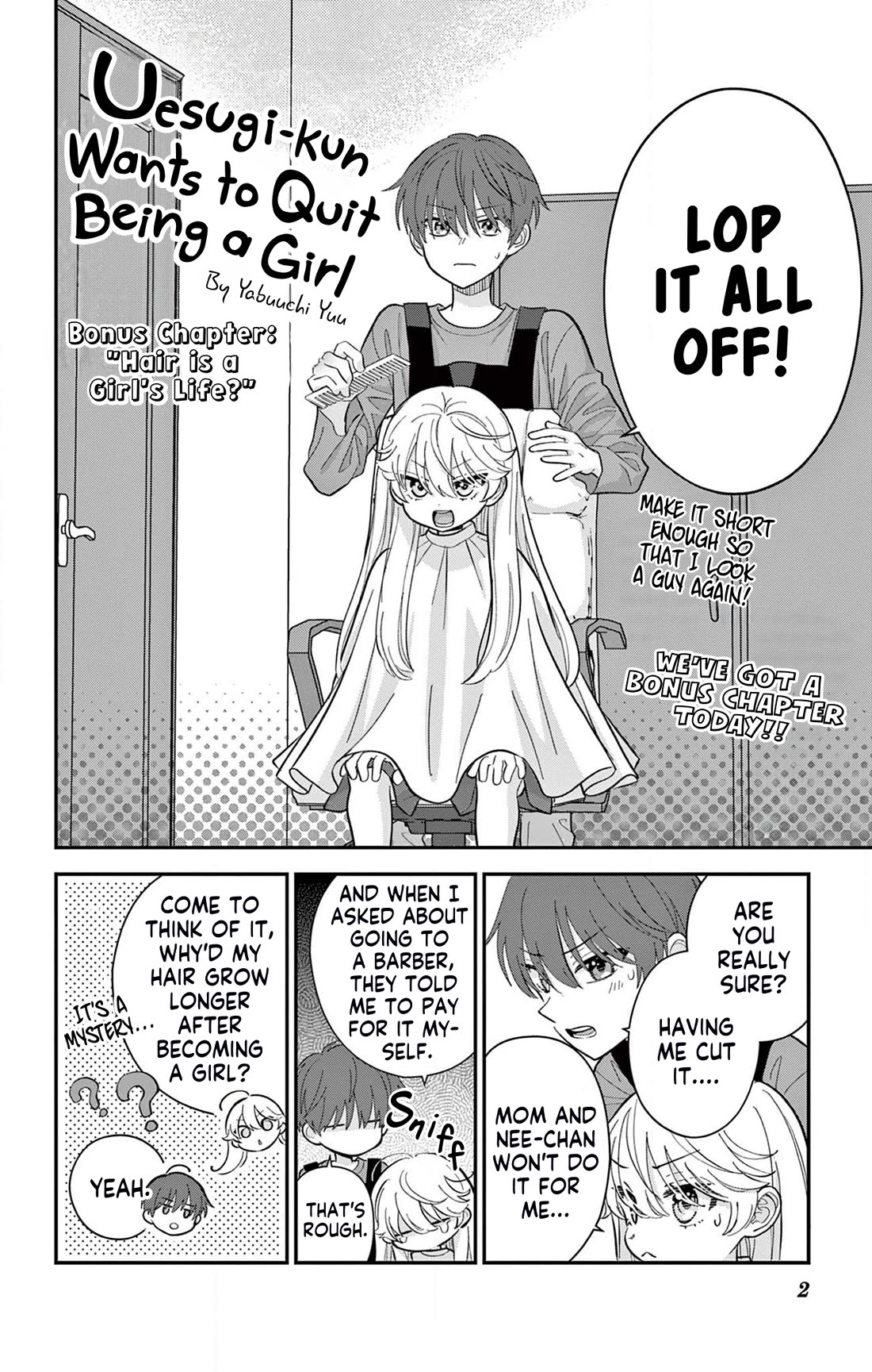 Uesugi-kun Wants to Quit Being a Girl Chapter 6.5 page 2 - Chapter 6.5: Hair is a Girl's Life?
