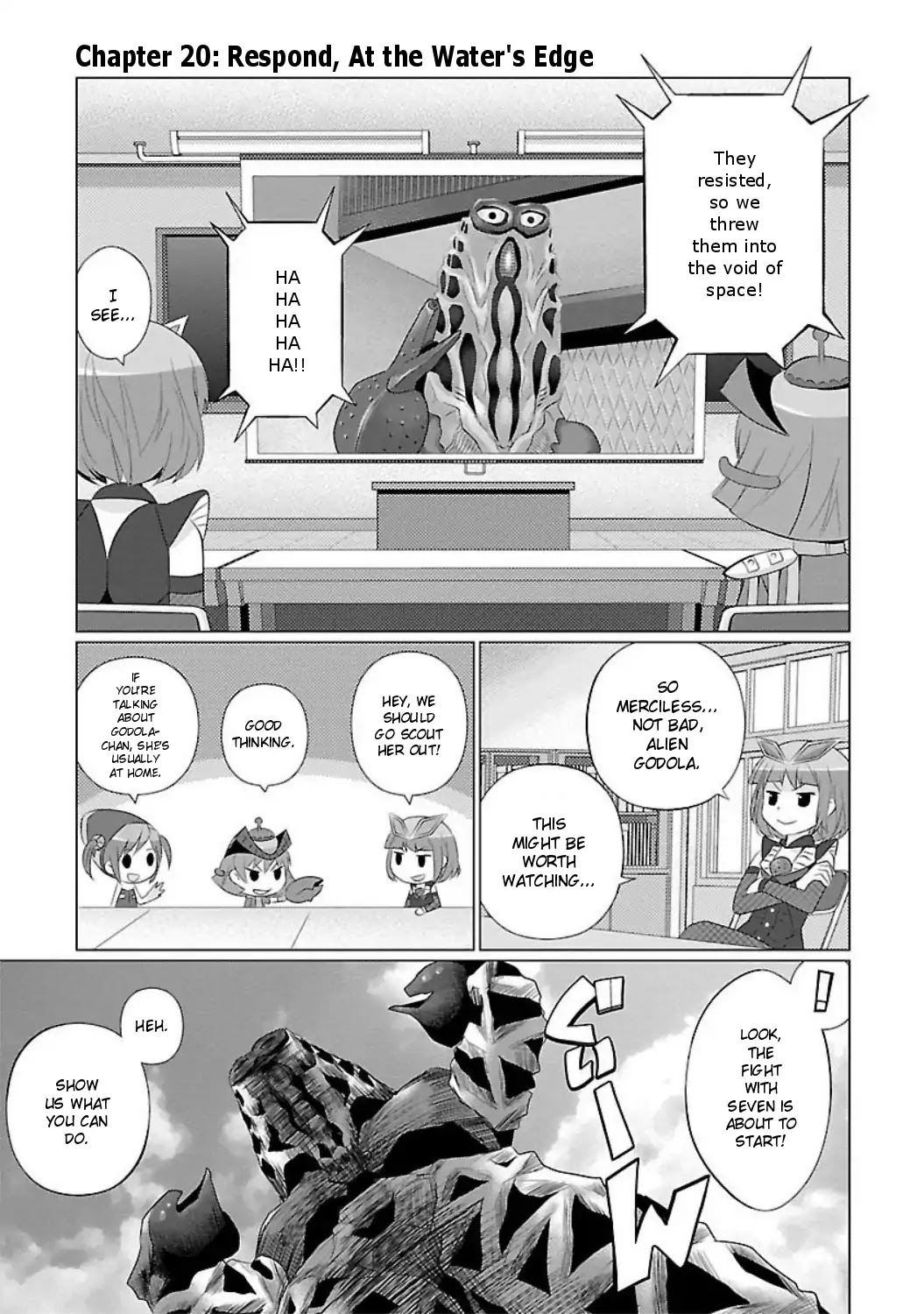 Ultra Kaiju Humanization Project feat.POP Comic code Chapter 20 page 1 - Chapter 20: Respond, At the Water's Edge