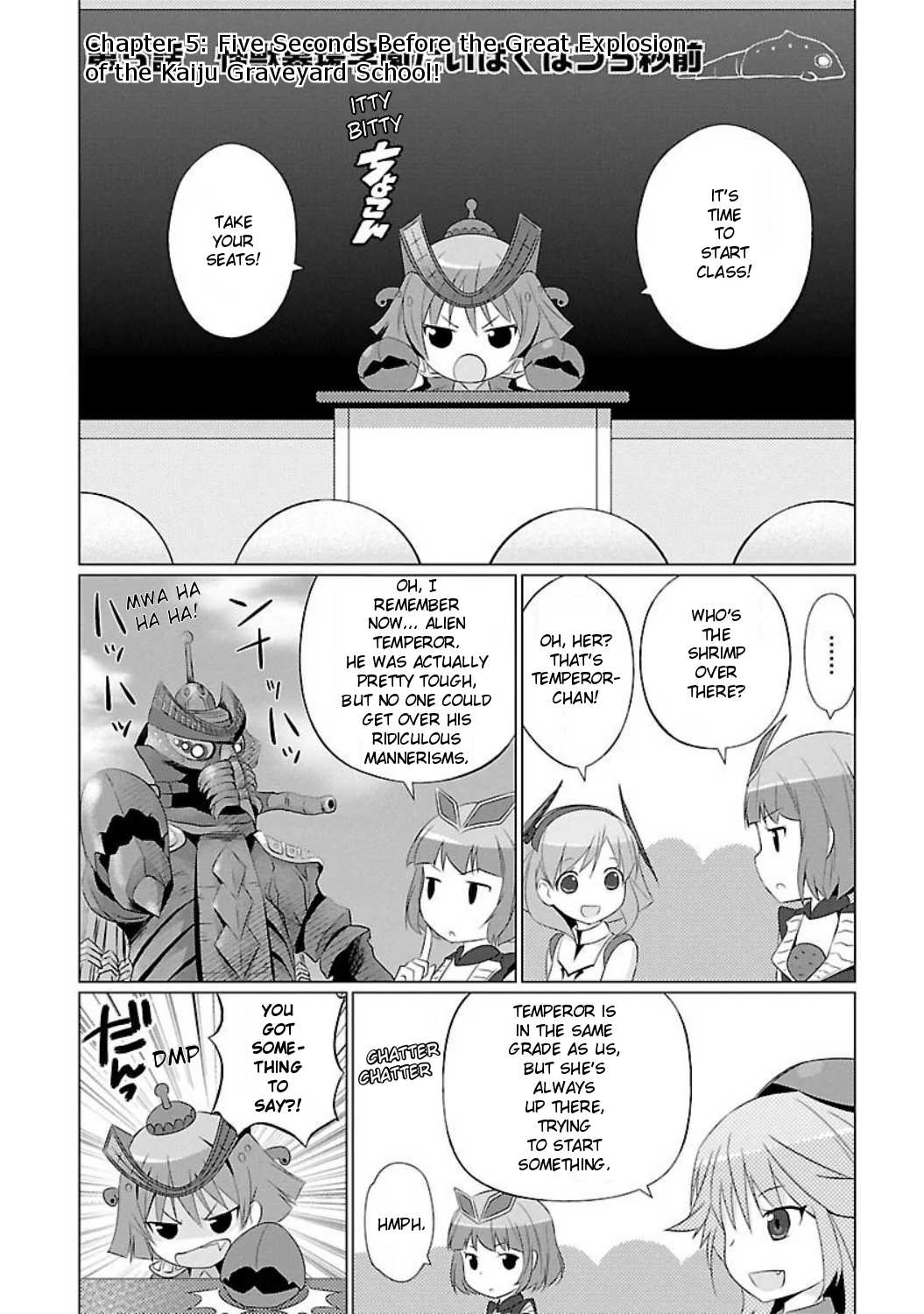 Ultra Kaiju Humanization Project feat.POP Comic code Chapter 5 page 1 - Chapter 5: Five Seconds Before the Great Explosion of the Kaiju Graveyard School!