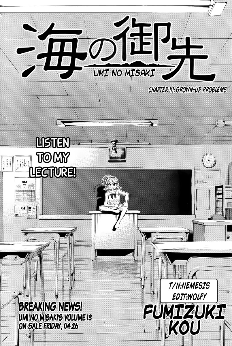 Umi no Misaki Chapter 111 page 1 - Chapter 111 : Grown-Up Problems