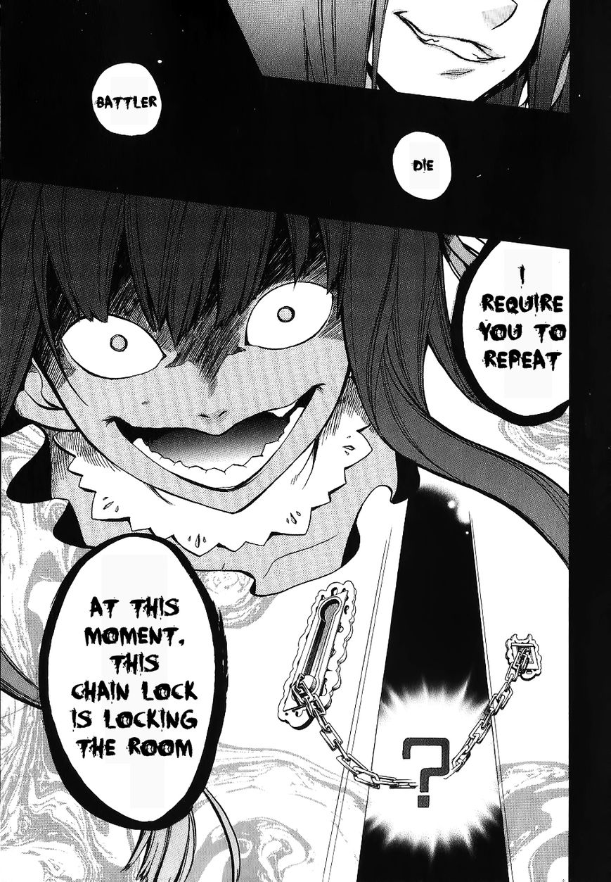 Umineko no Naku Koro ni Chiru Episode 6: Dawn of the Golden Witch Chapter 18 page 27 - Chapter 18 : The Duel Over Battler's Disappearance