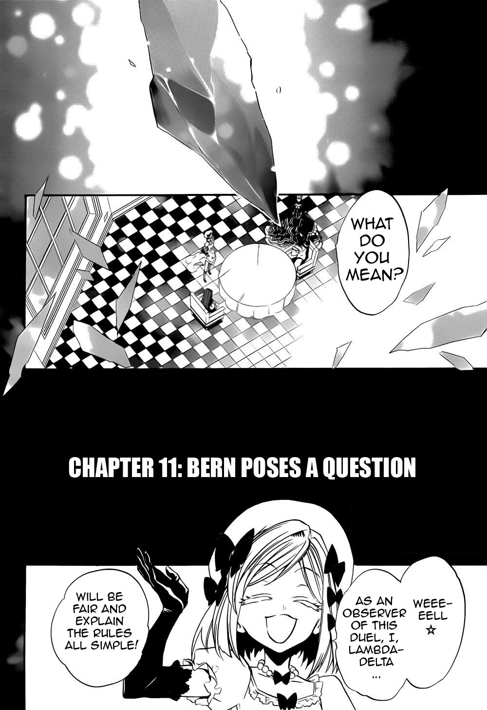 Umineko no Naku Koro ni Chiru Episode 8: Twilight of the Golden Witch Chapter 11.2 page 2 - Chapter 11 v2 : Bern Poses a Question