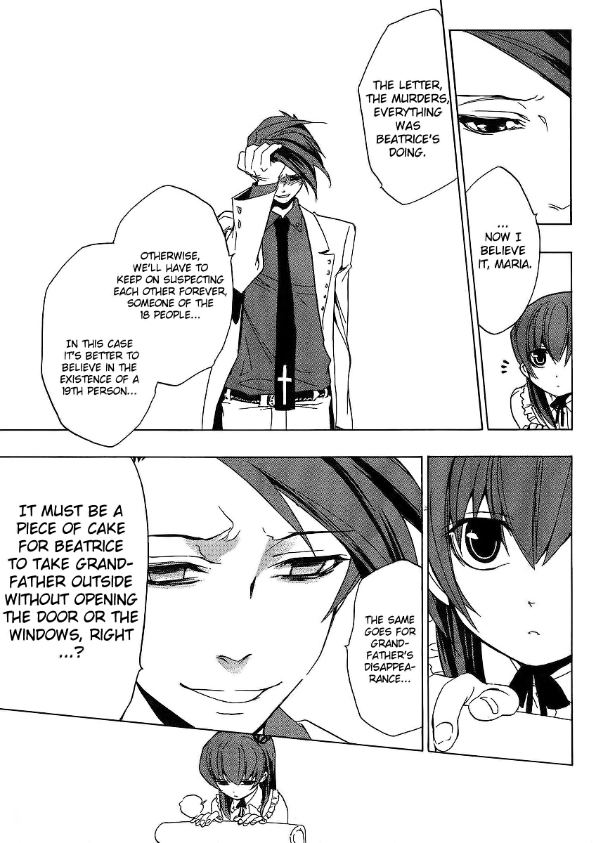 Umineko no Naku Koro ni Episode 1: Legend of the Golden Witch Chapter 13 page 34 - Chapter 13: Battler VS Eva