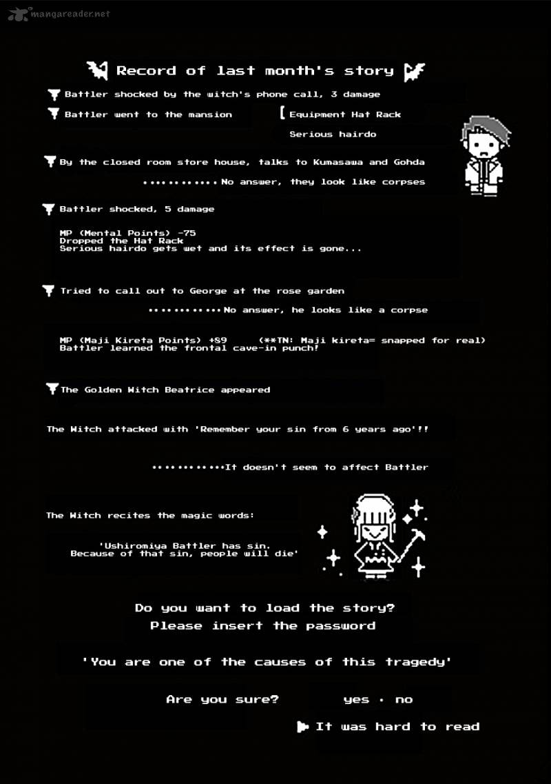 Umineko no Naku Koro ni Episode 4 Chapter 22 page 1 - Chapter 22 : Ushiromiya Batora?