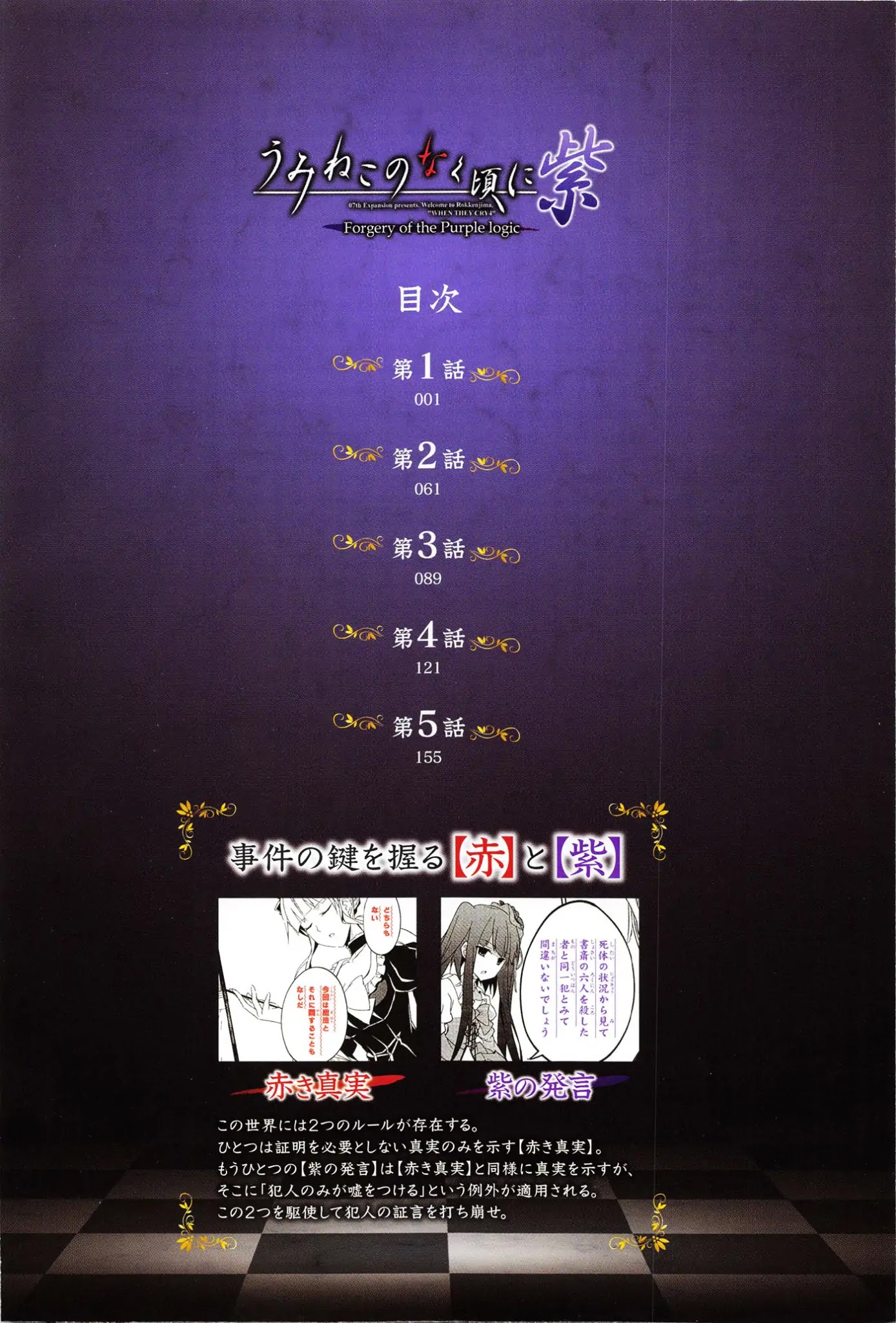 Umineko no Naku Koro ni Shi: Forgery of the Purple Logic Chapter 1 page 6 - Chapter 1