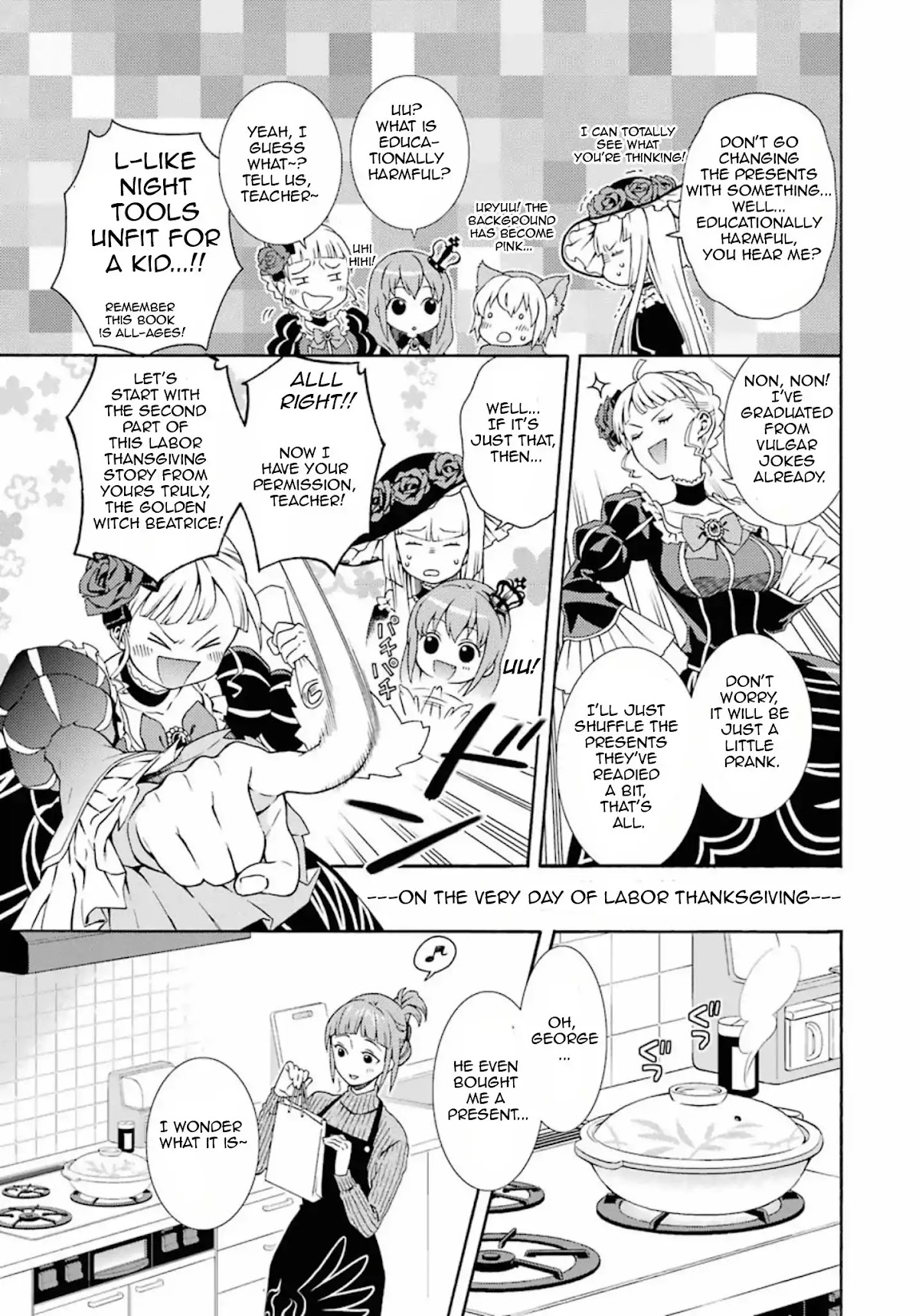 Umineko no Naku Koro ni Tsubasa Chapter 3 page 13 - Chapter 3: Labor Thanksgiving day gifts