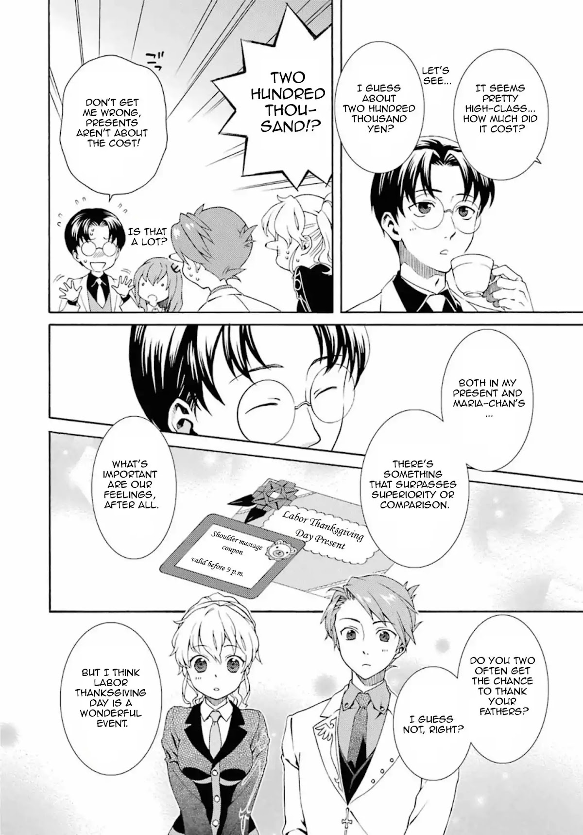 Umineko no Naku Koro ni Tsubasa Chapter 3 page 4 - Chapter 3: Labor Thanksgiving day gifts